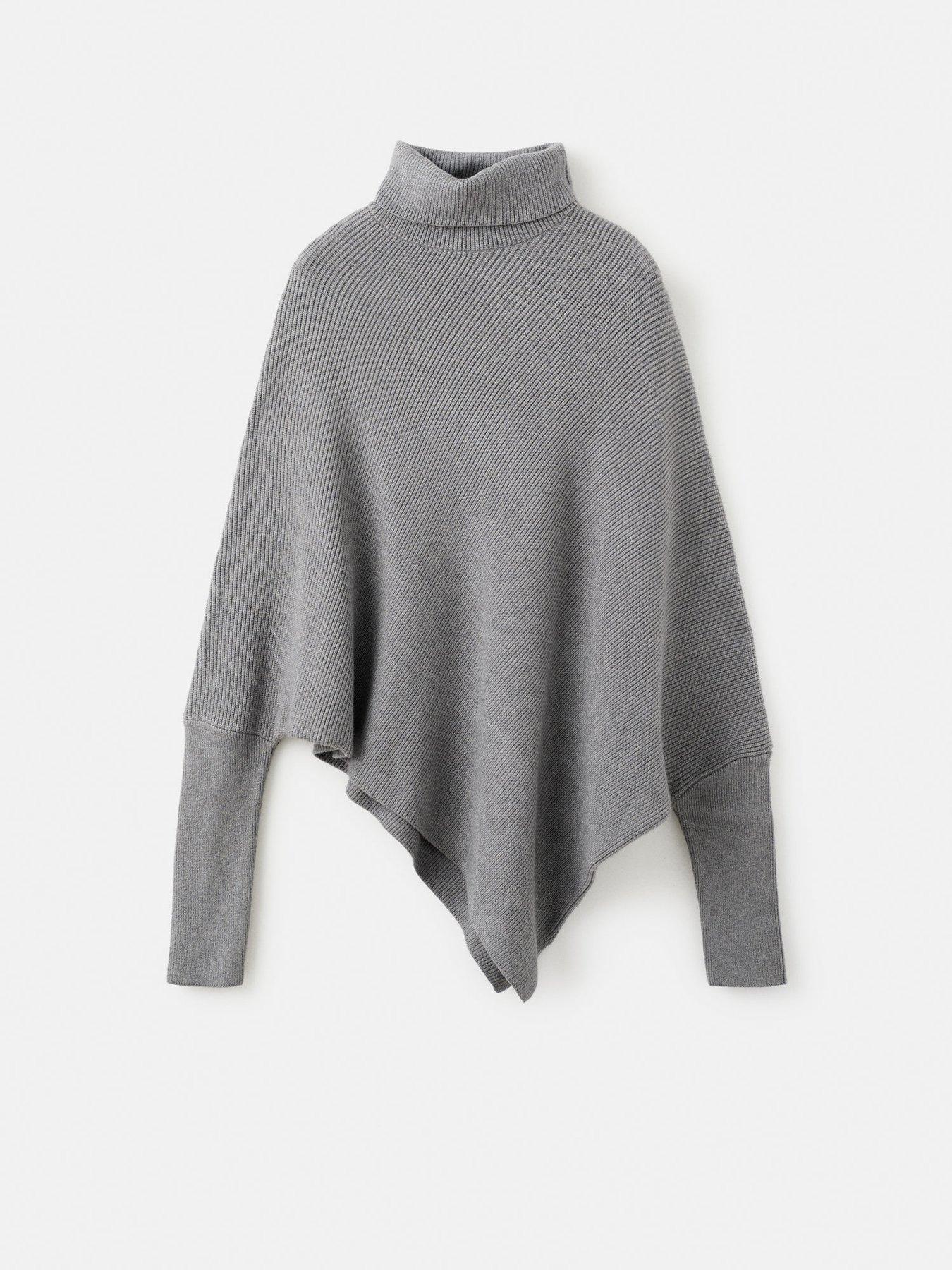  image of mango-sweater-with-asymmetrical-roll-neck-grey