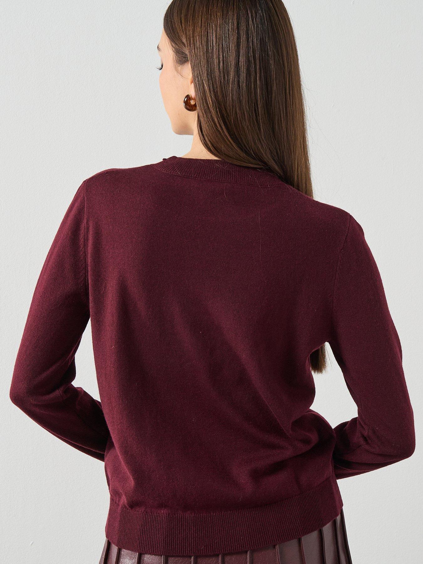  image of mango-round-neck-knitted-sweater-red