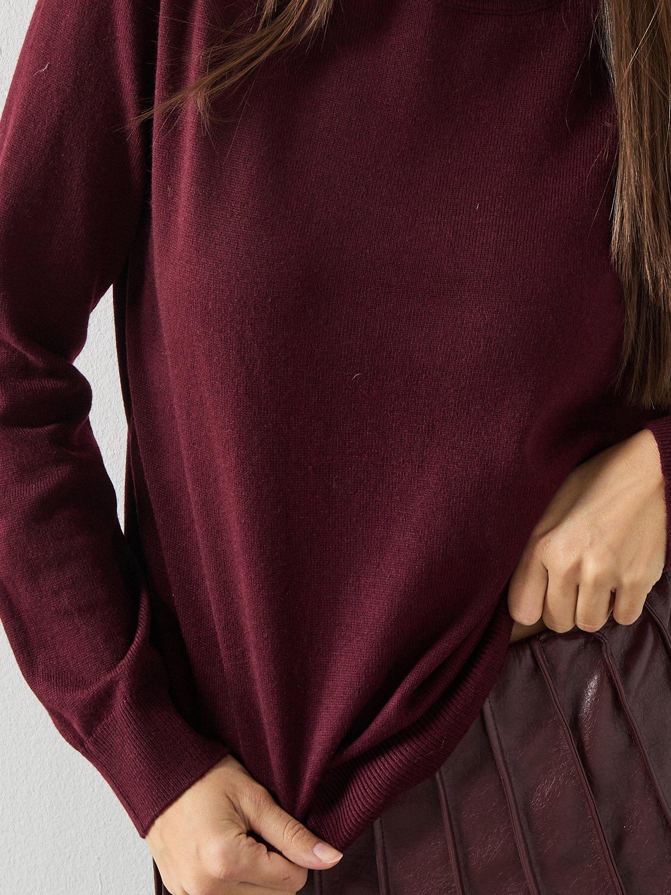  image of mango-round-neck-knitted-sweater-red
