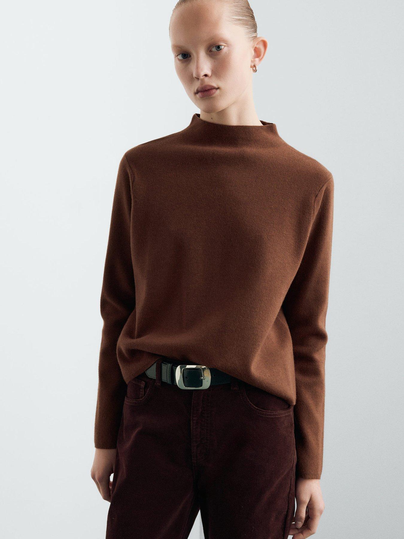 Image 3 of 5 of Mango High Neck Jumper - Brown