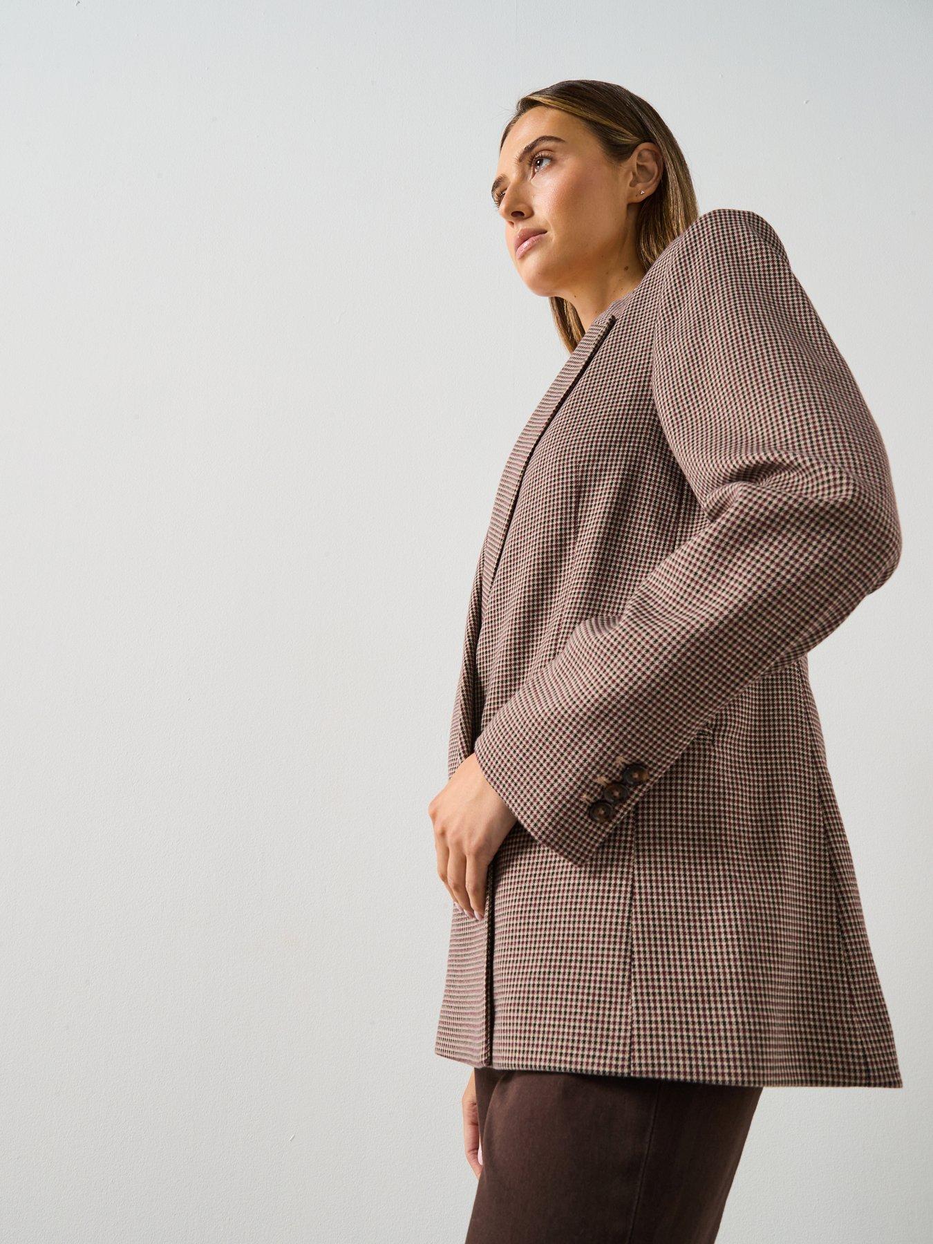 Image 4 of 6 of Mango Houndstooth Blazer - Red