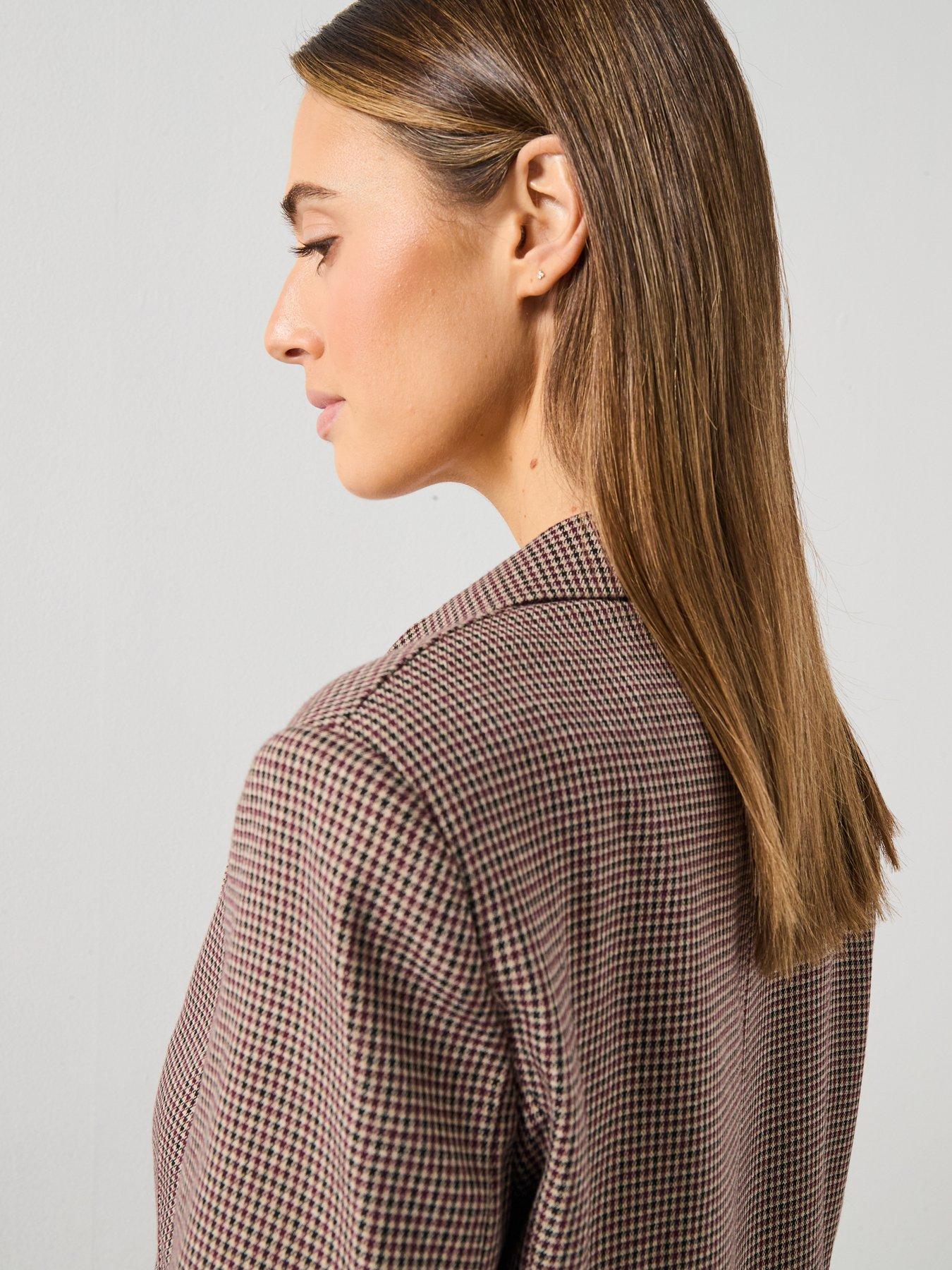 Image 6 of 6 of Mango Houndstooth Blazer - Red
