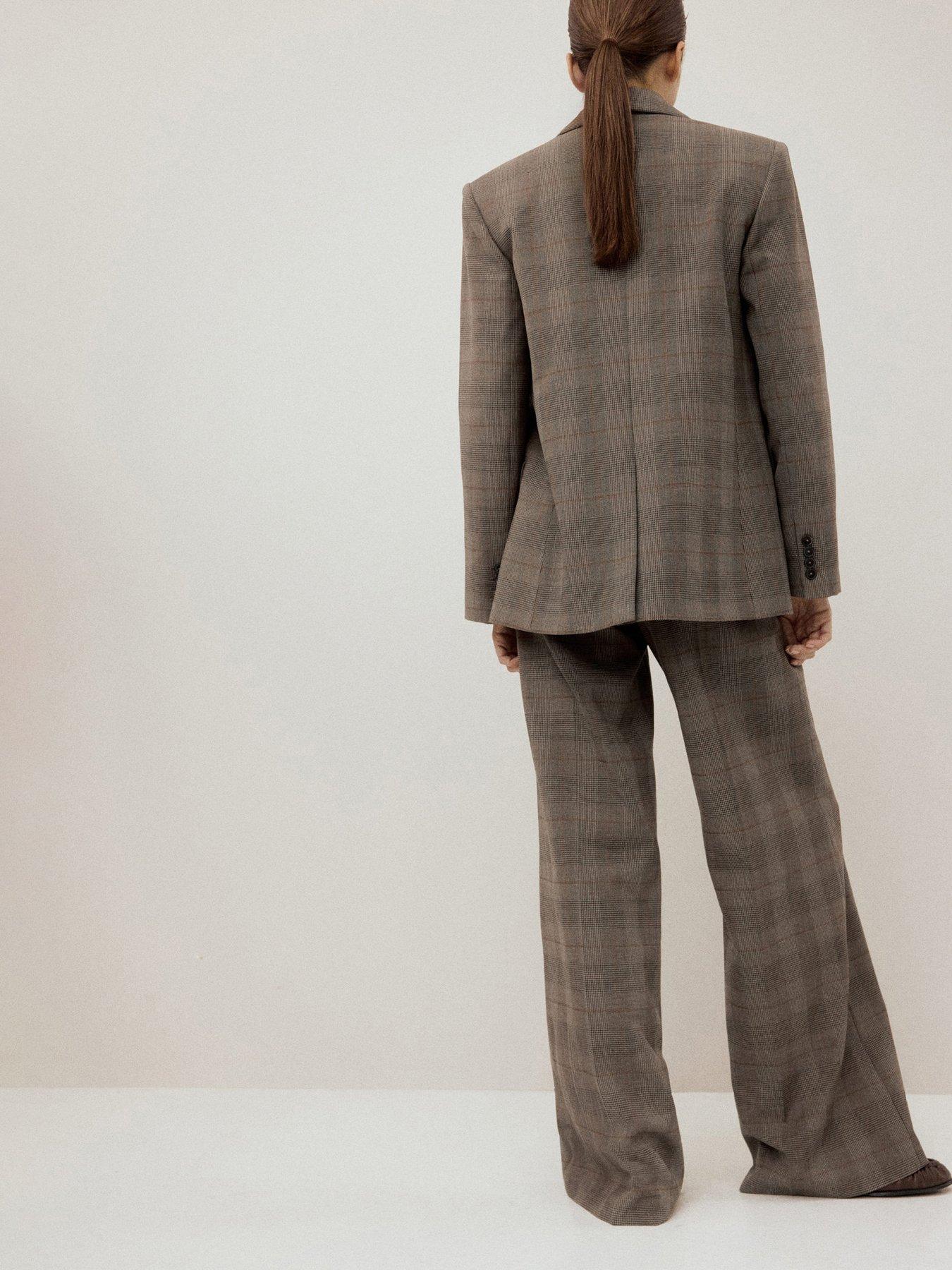 stillFront image of mango-wool-blend-check-trousers-brown