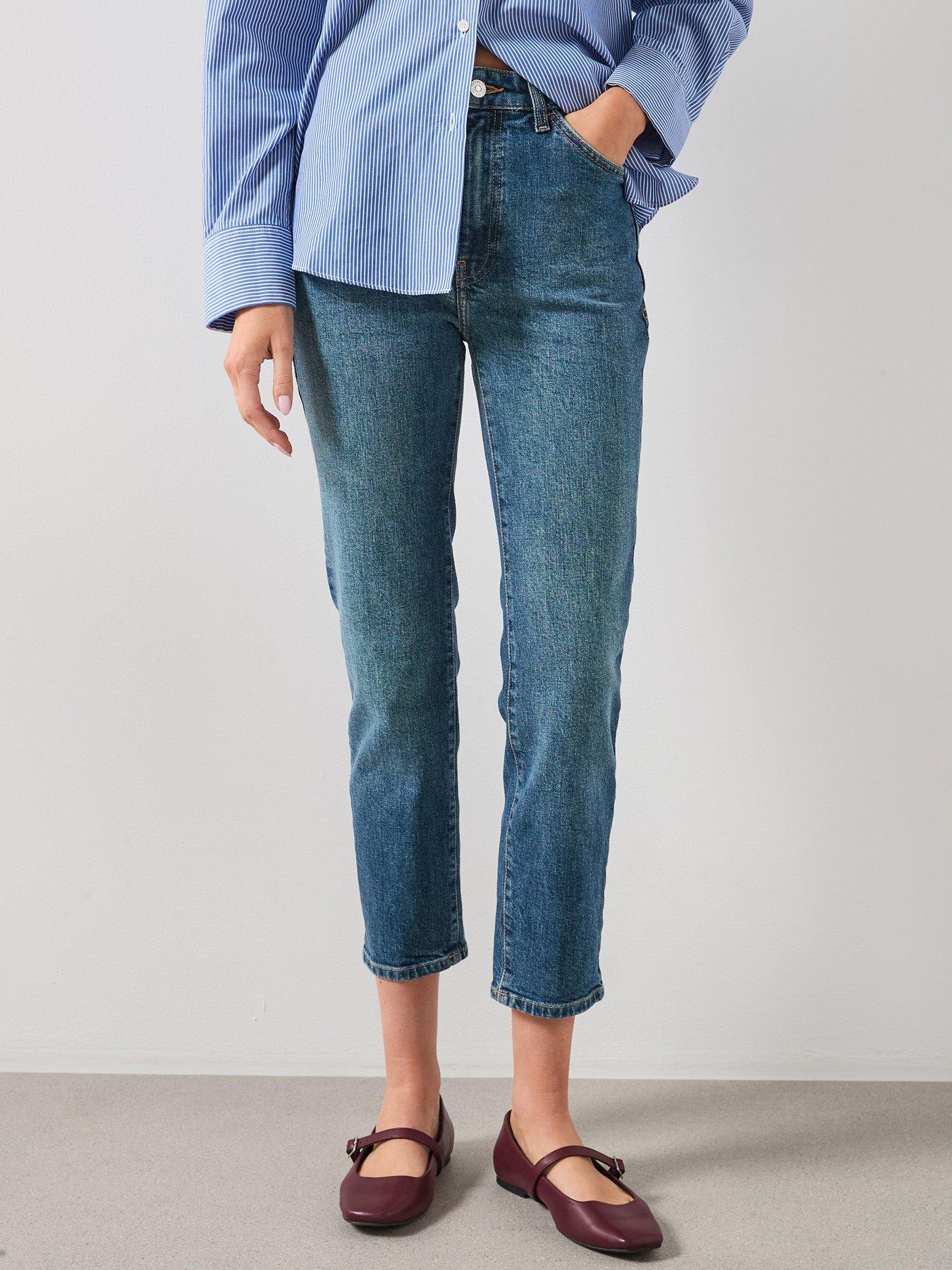 Mango Claudia Slim Fit Cropped Jeans - Blue