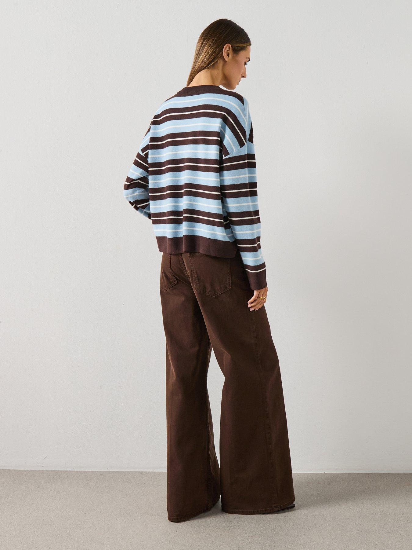 Image 5 of 6 of Mango Oversized Striped Jumper - Brown