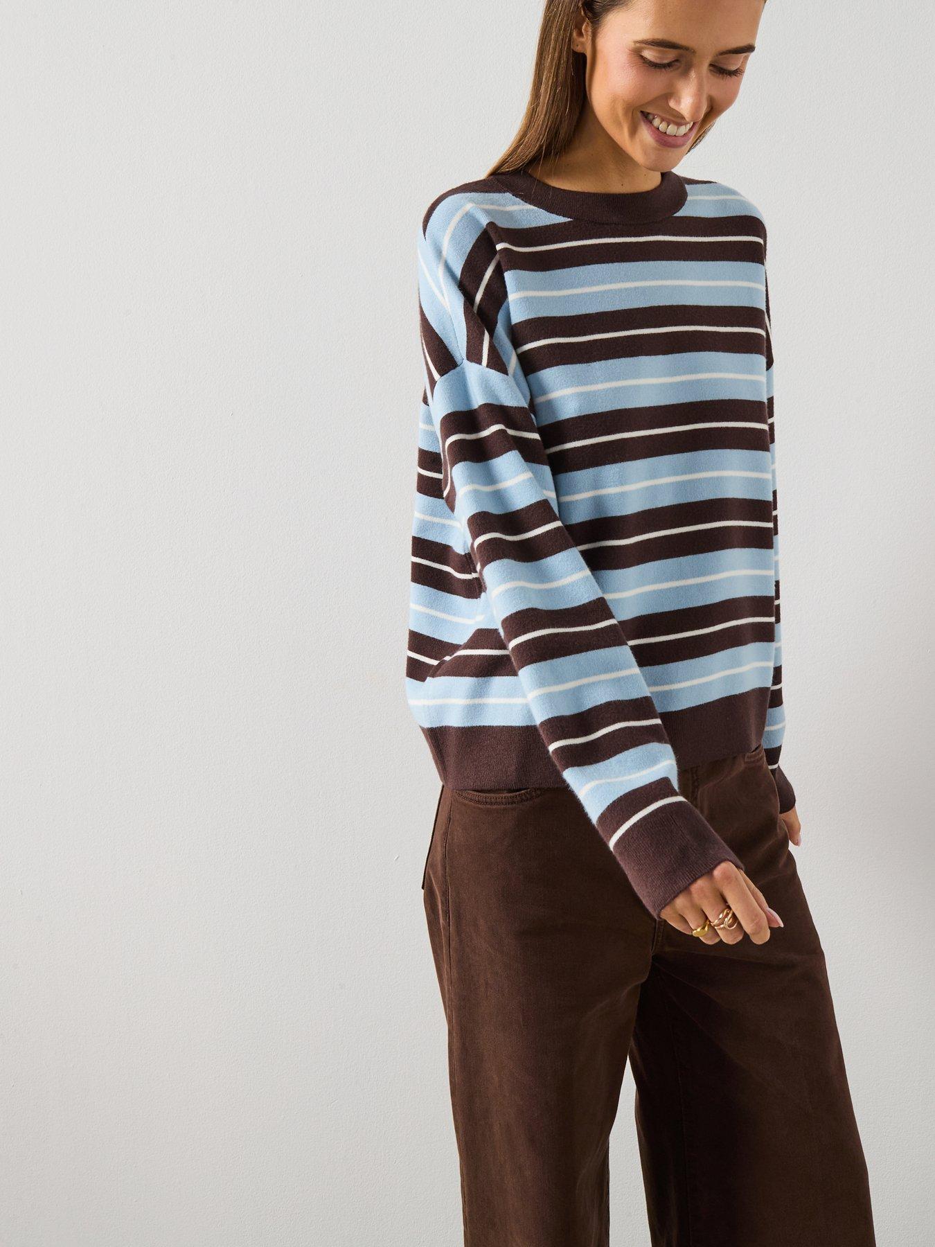 Image 6 of 6 of Mango Oversized Striped Jumper - Brown
