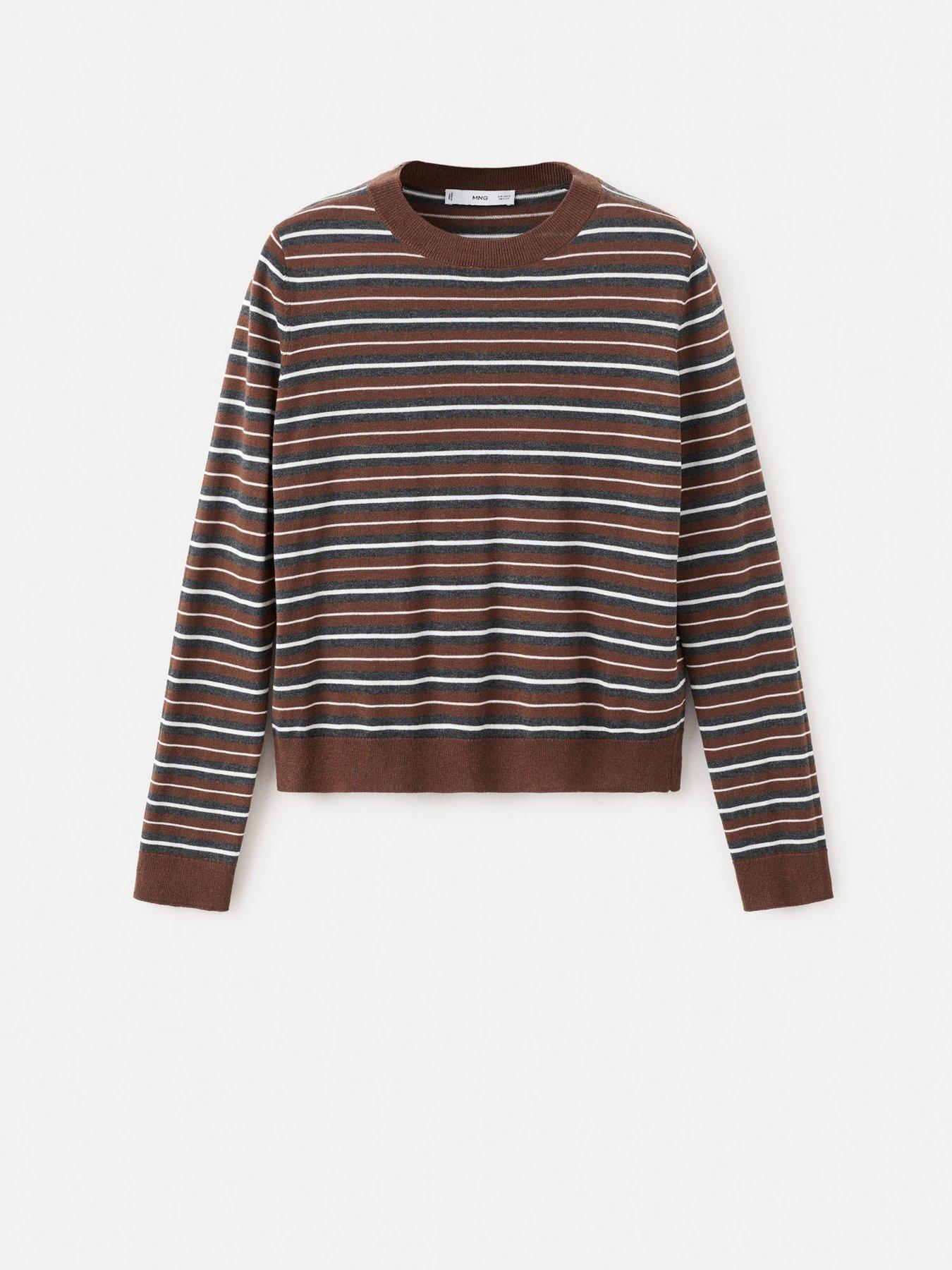 Image 6 of 6 of Mango Knit Striped Sweater - Brown