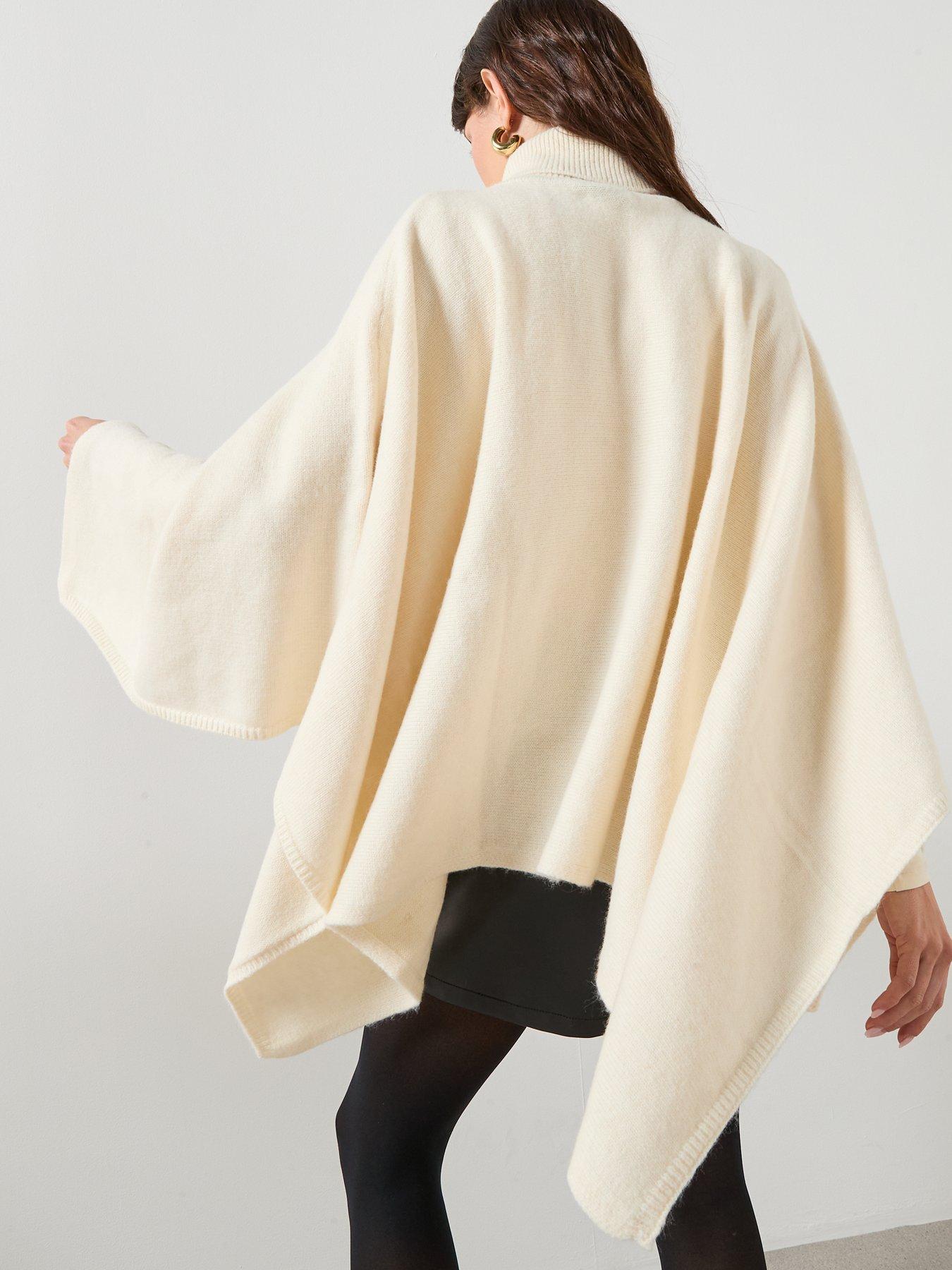 Image 2 of 6 of Mango Knitted Turtleneck Cape - Beige