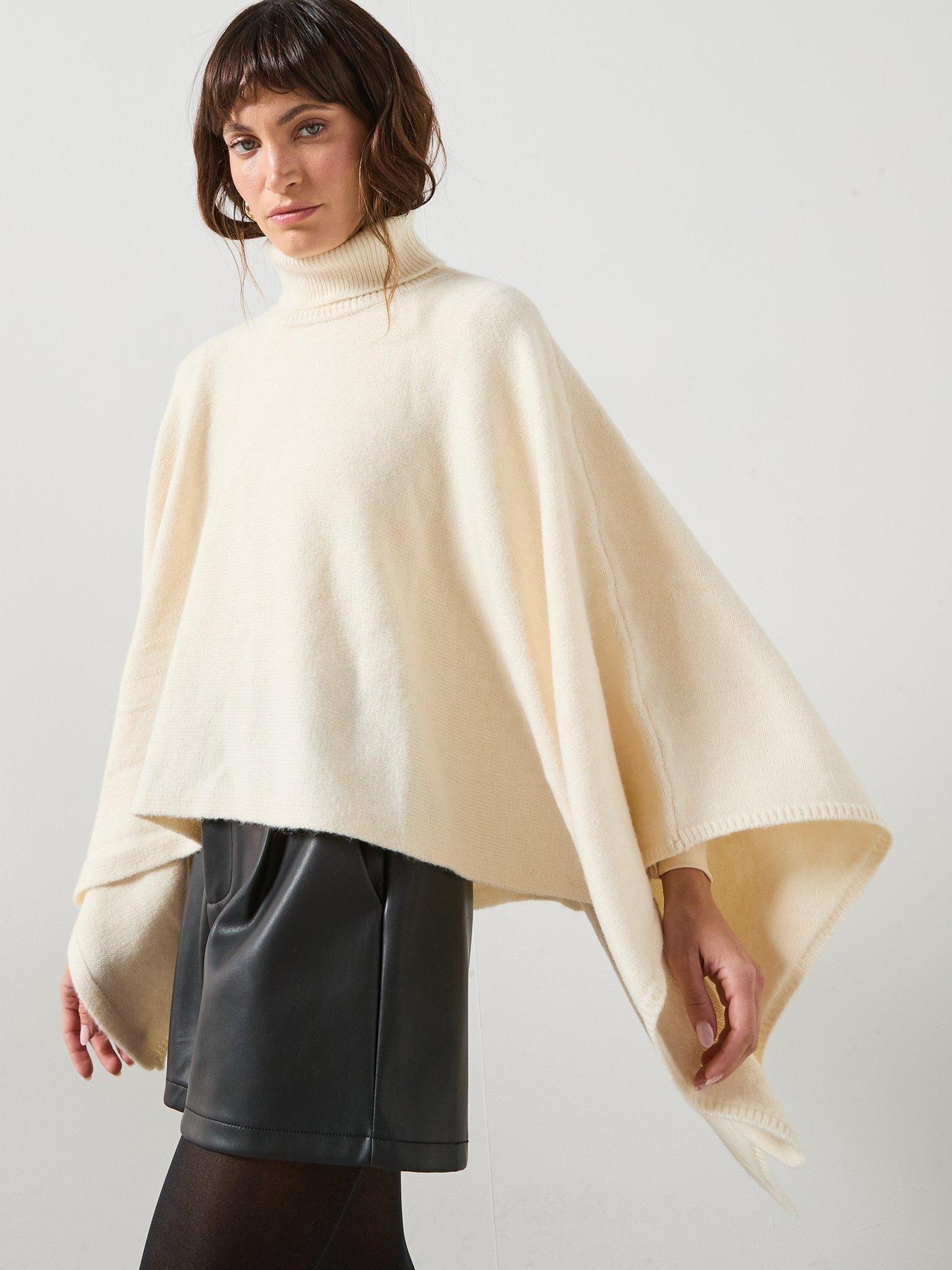 Image 4 of 6 of Mango Knitted Turtleneck Cape - Beige