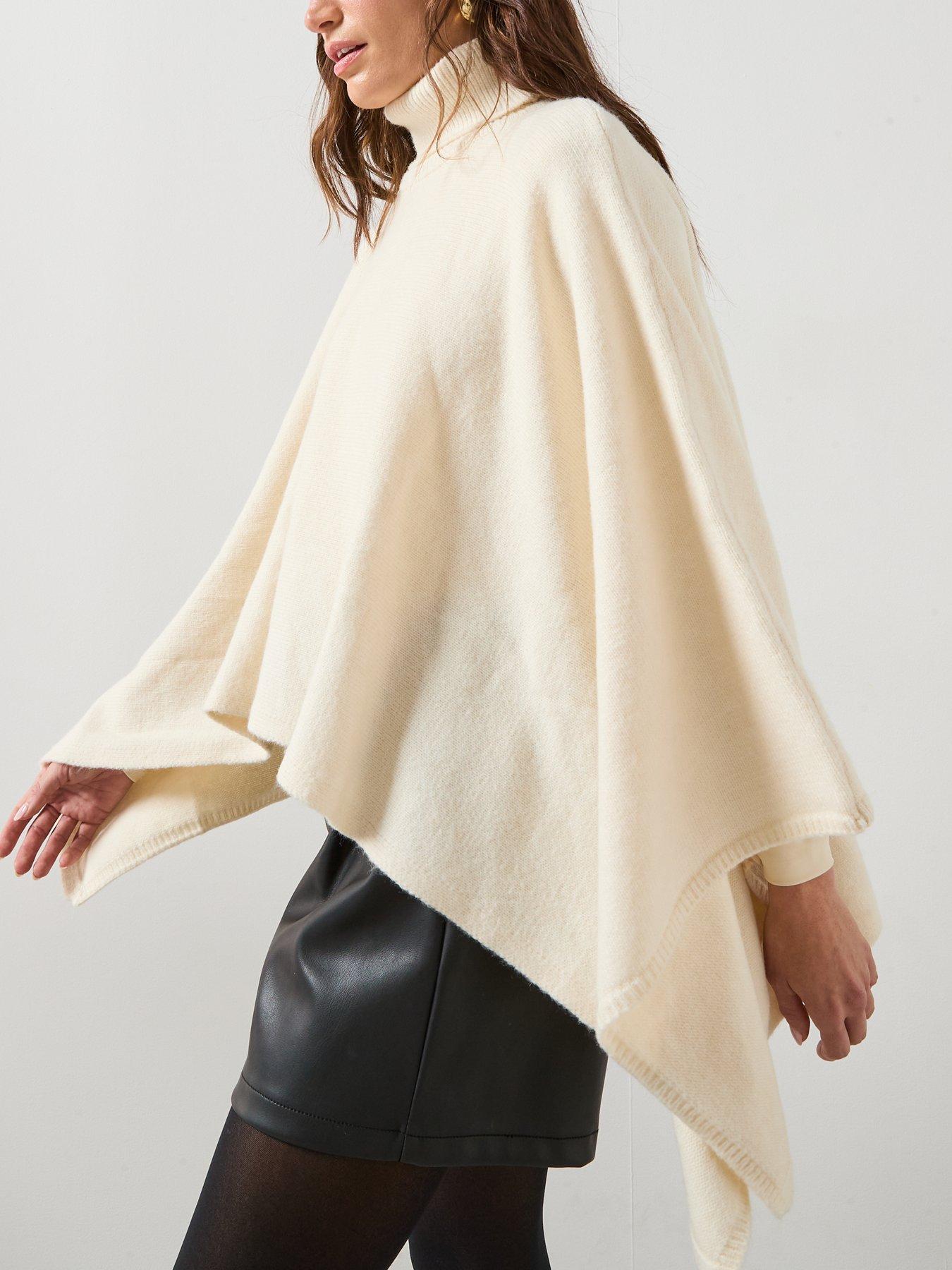 Image 6 of 6 of Mango Knitted Turtleneck Cape - Beige