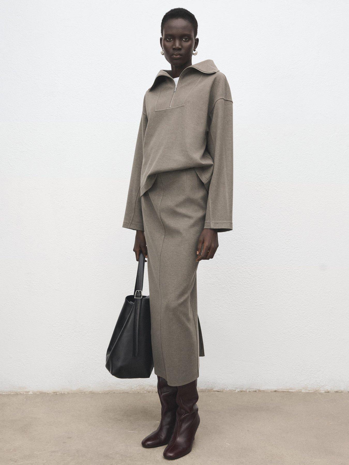  image of mango-turtleneck-sweatshirt-with-zip-grey