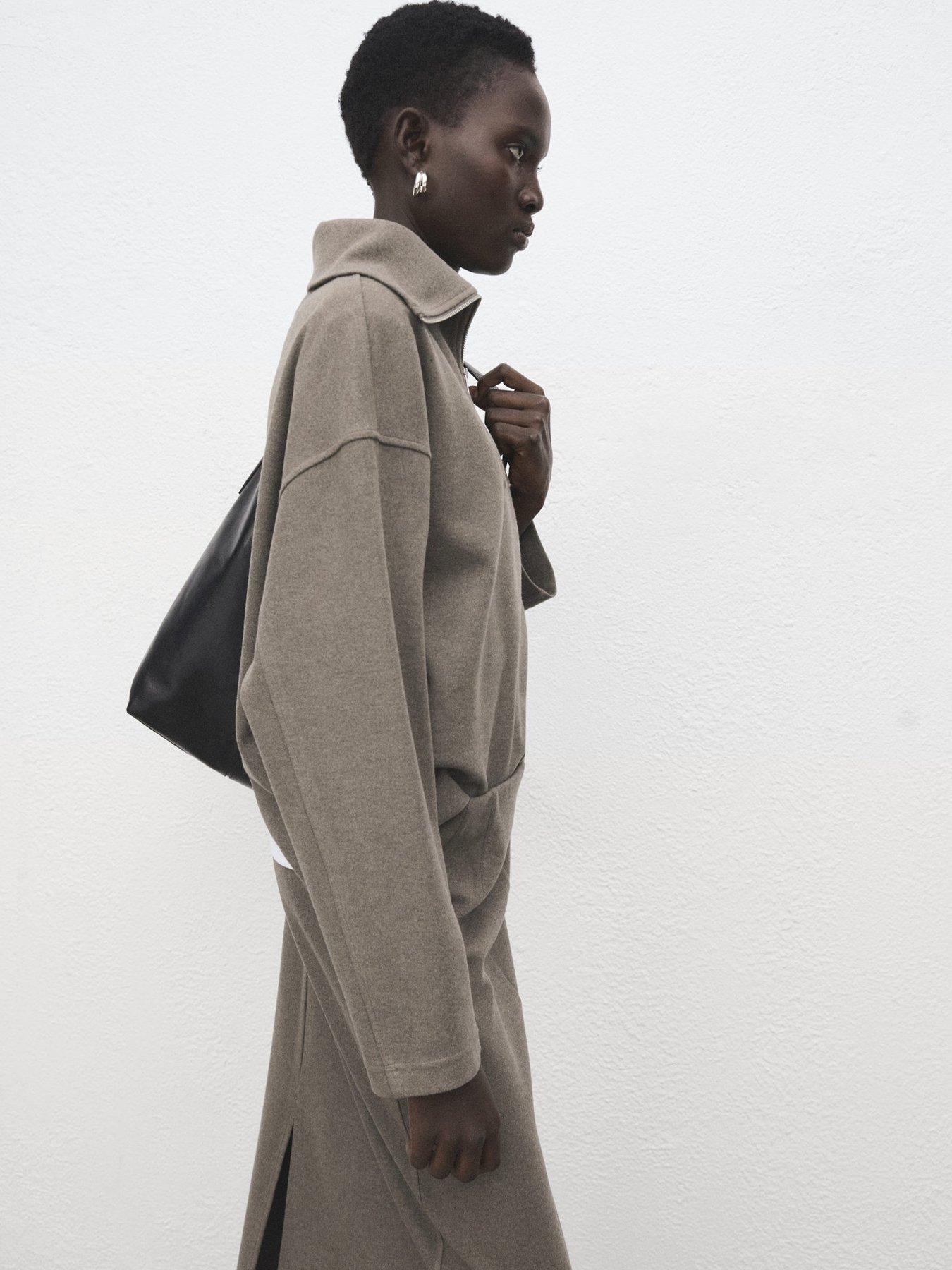  image of mango-turtleneck-sweatshirt-with-zip-grey