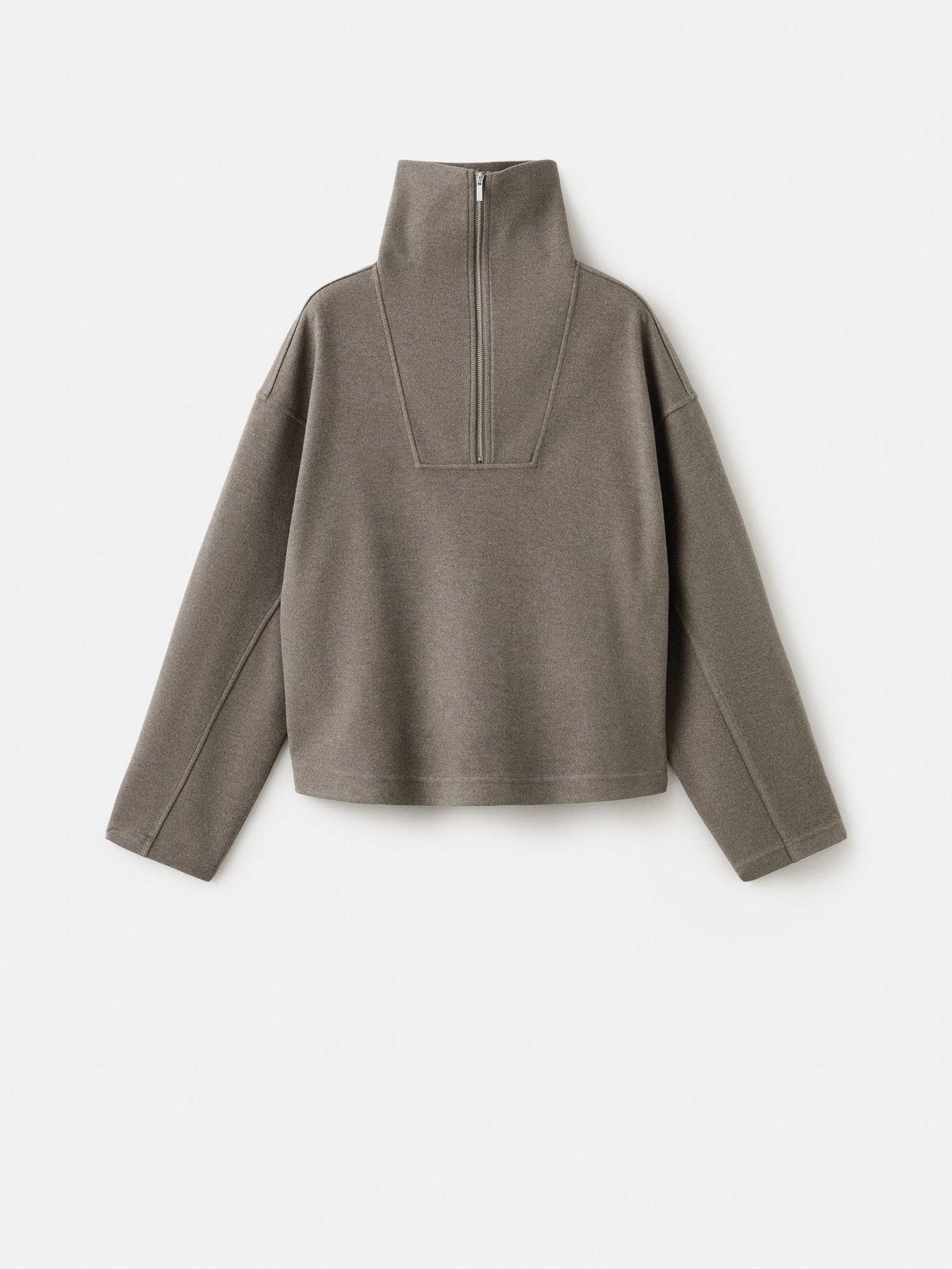 image of mango-turtleneck-sweatshirt-with-zip-grey