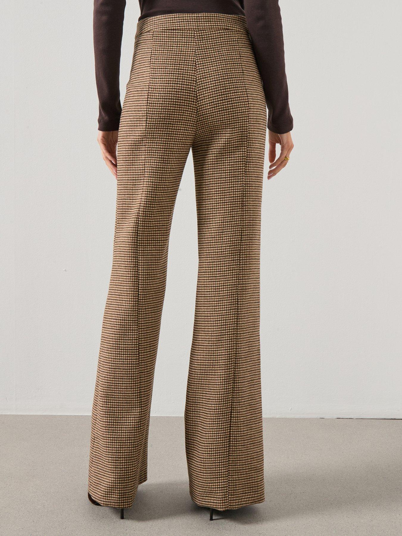 Image 2 of 6 of Mango Houndstooth Straight Cut Trousers - Brown