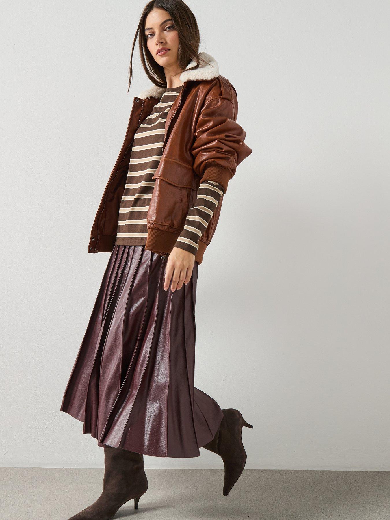  image of mango-long-sleeved-striped-t-shirt-brown