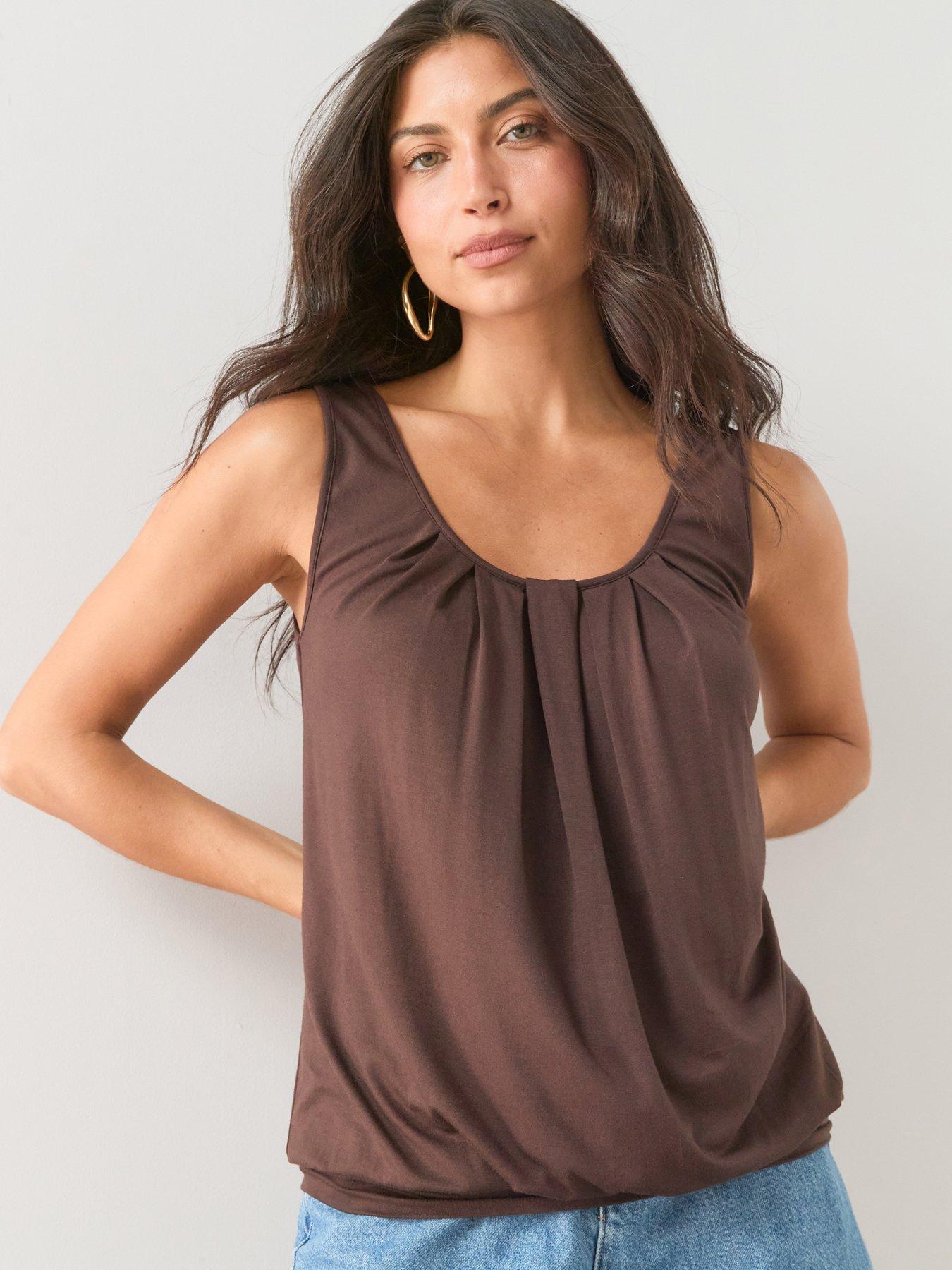 Image 1 of 6 of The Very Collection Stretch Bubble Hem Vest - Brown
