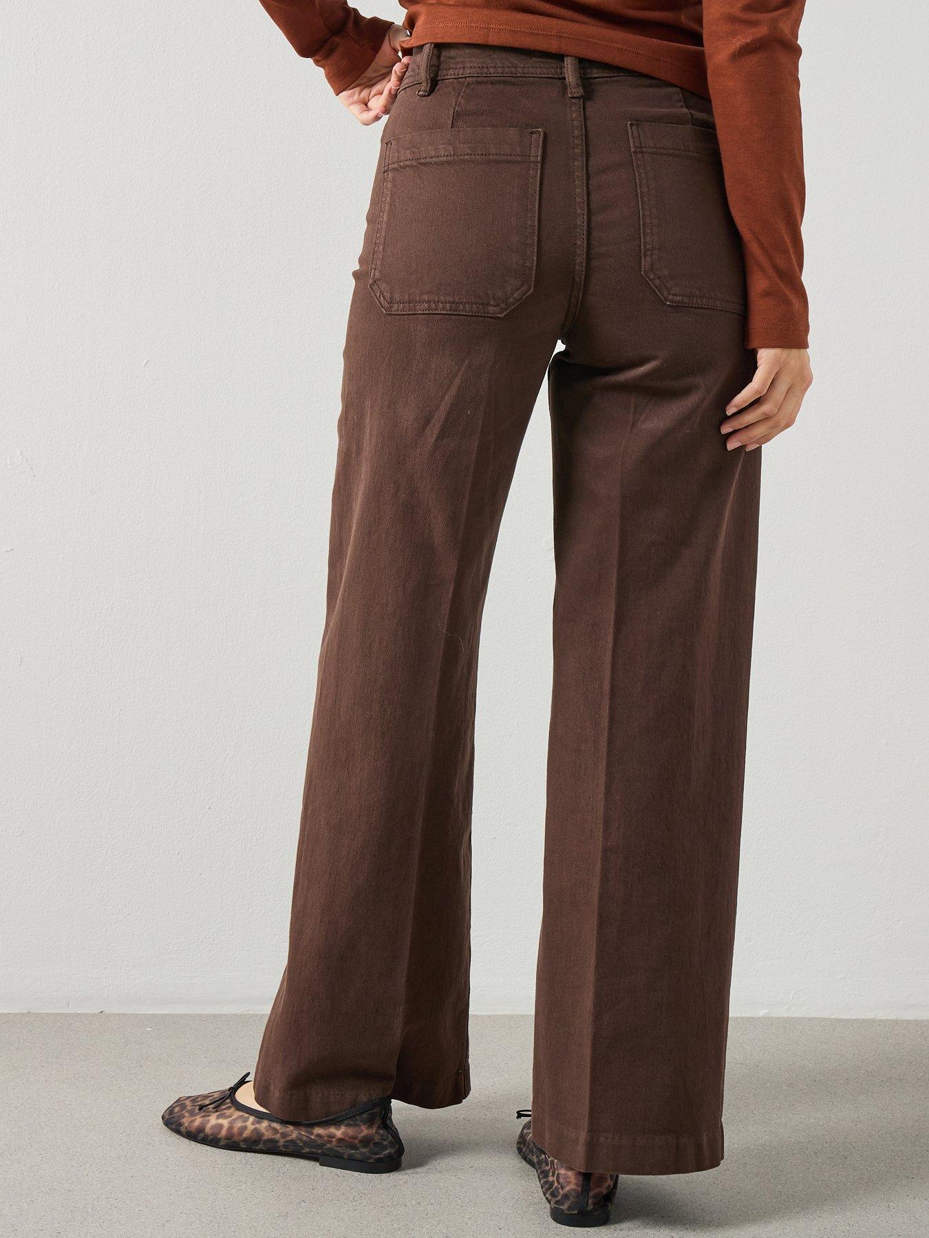  image of mango-wide-leg-jeans-with-pockets-brown