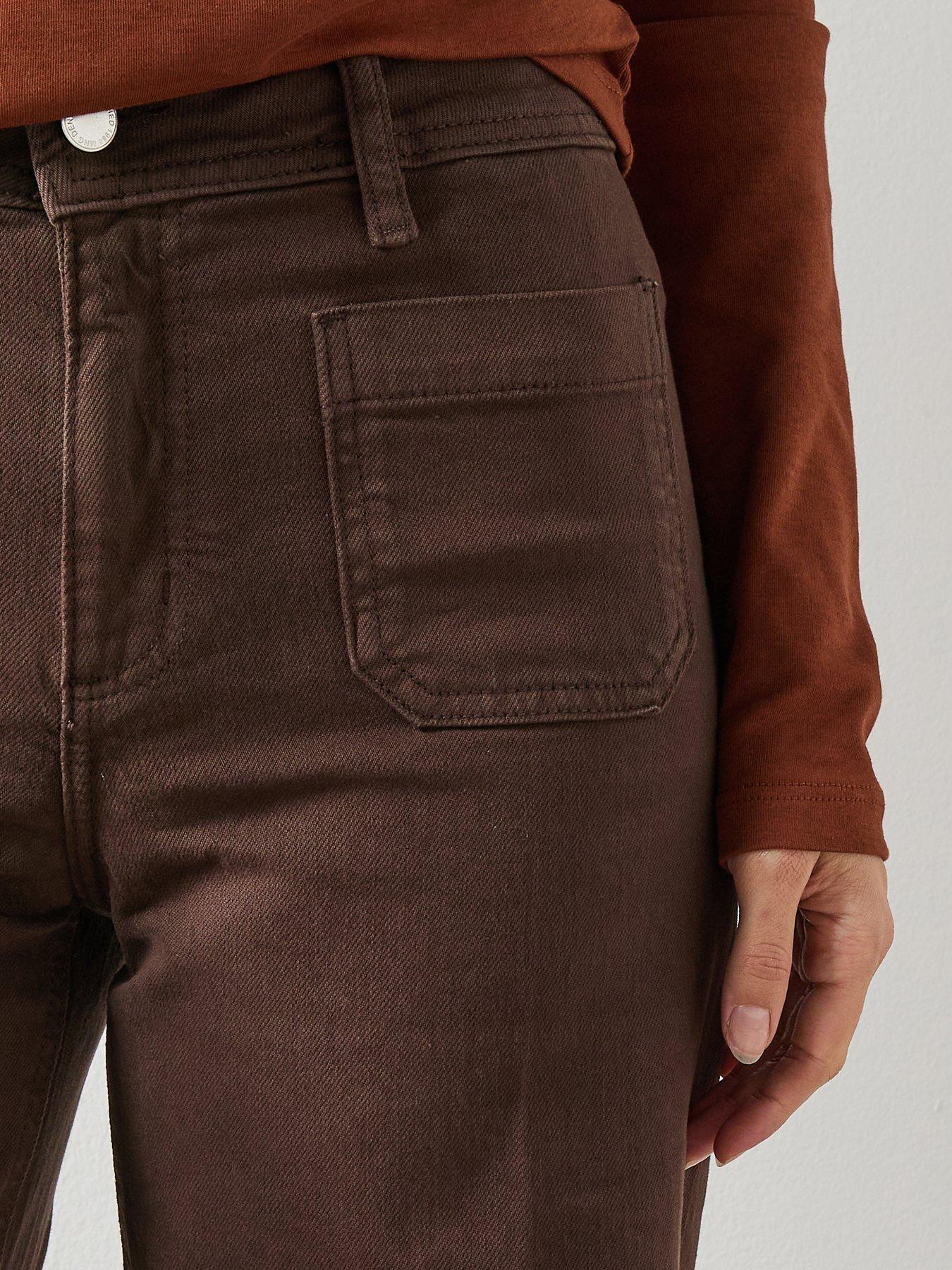  image of mango-wide-leg-jeans-with-pockets-brown