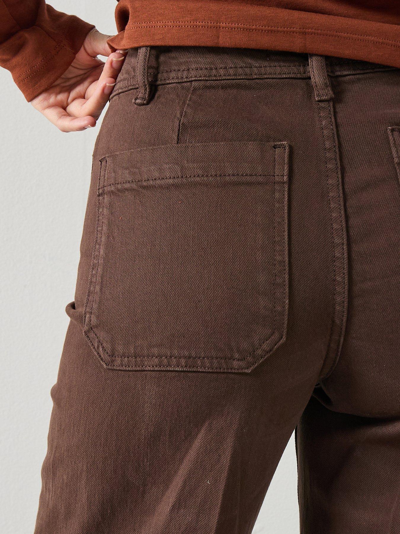  image of mango-wide-leg-jeans-with-pockets-brown
