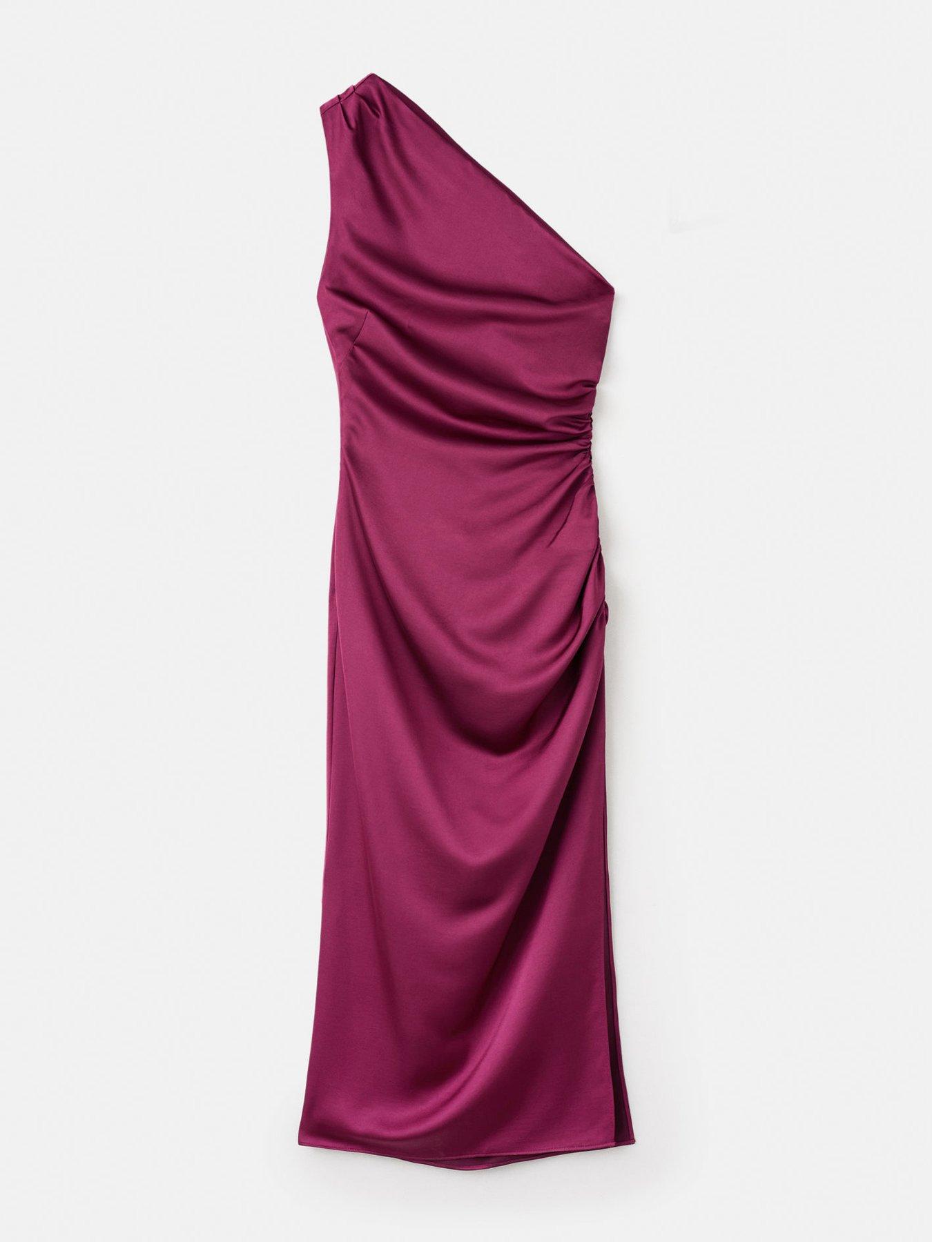 Image 5 of 5 of Mango Asymmetrical Satin Dress - Pink