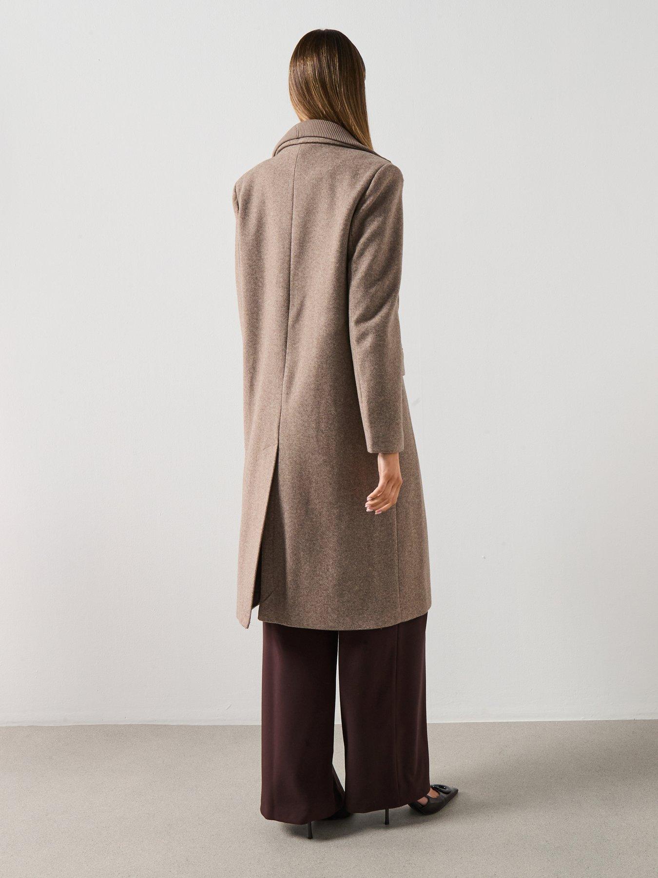 Image 2 of 6 of Mango Combined Coat With Detachable Collar - Brown