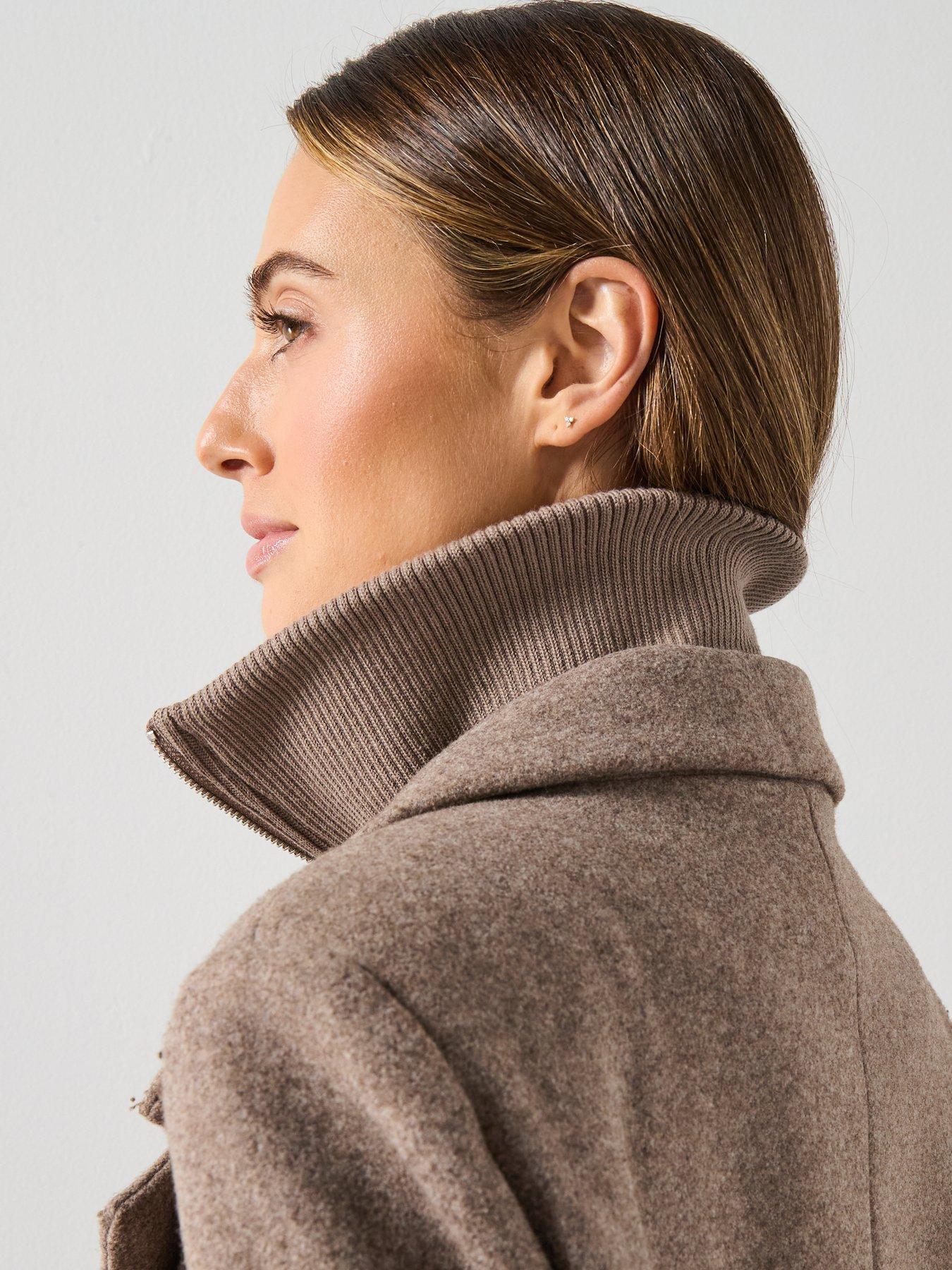 Image 5 of 6 of Mango Combined Coat With Detachable Collar - Brown