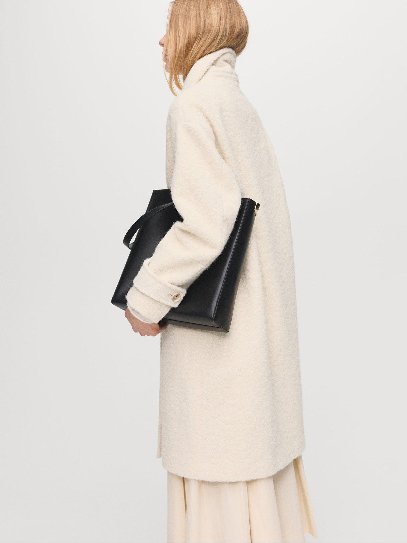 Image 2 of 7 of Mango Lapel Collar Boucle Coat - Beige