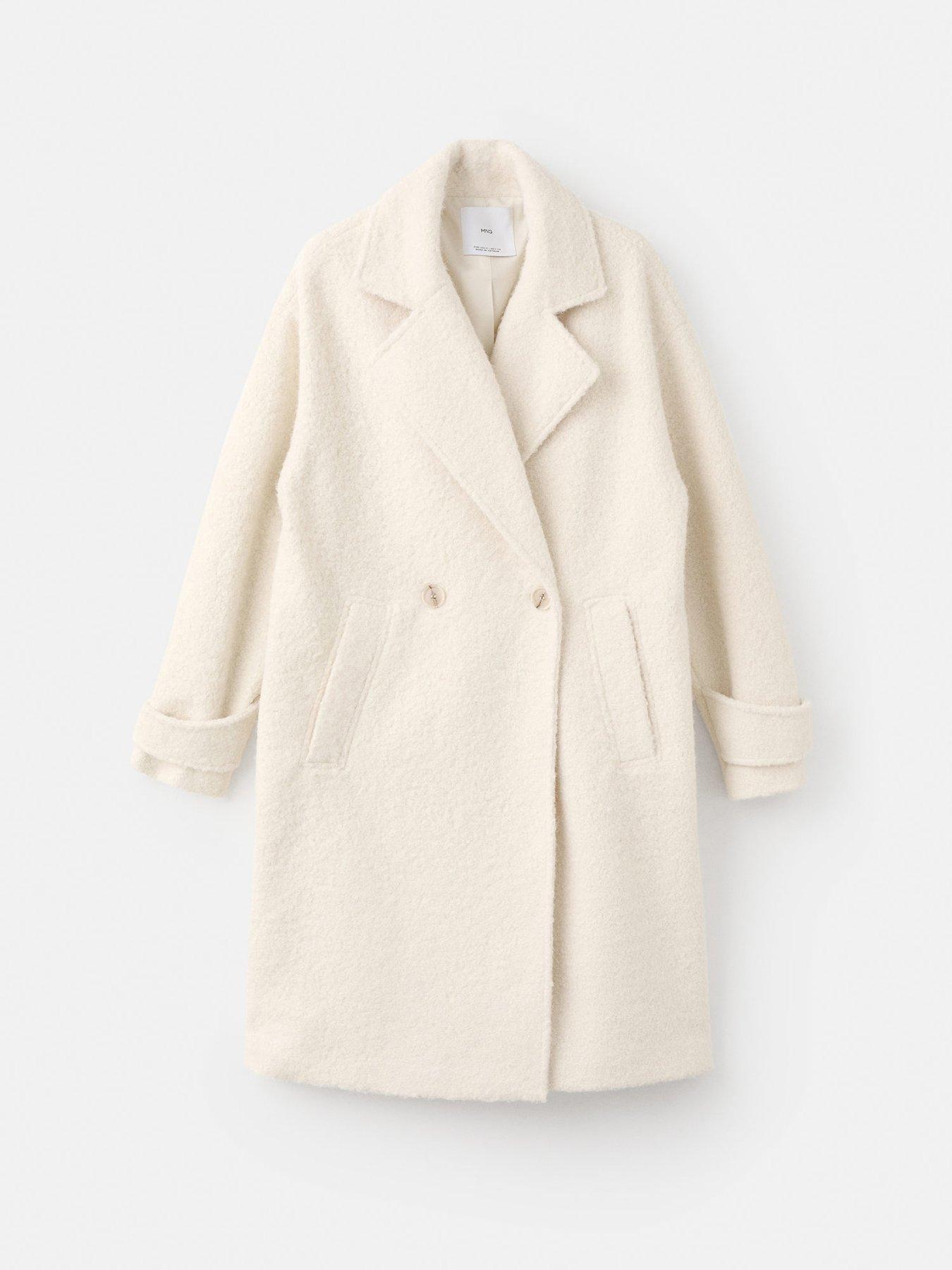 Image 7 of 7 of Mango Lapel Collar Boucle Coat - Beige