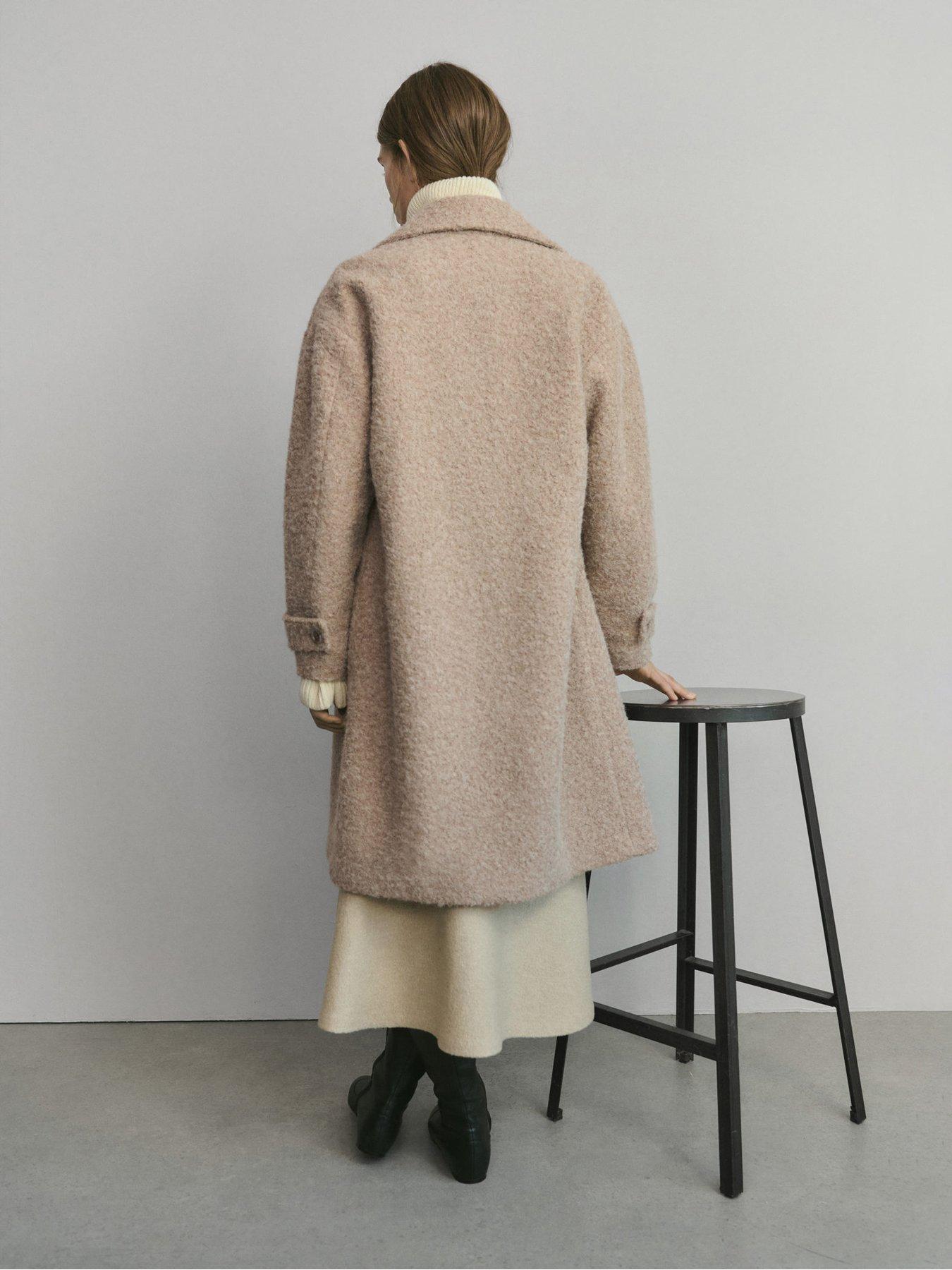 Image 2 of 6 of Mango Finsti Boucle Coat - Beige
