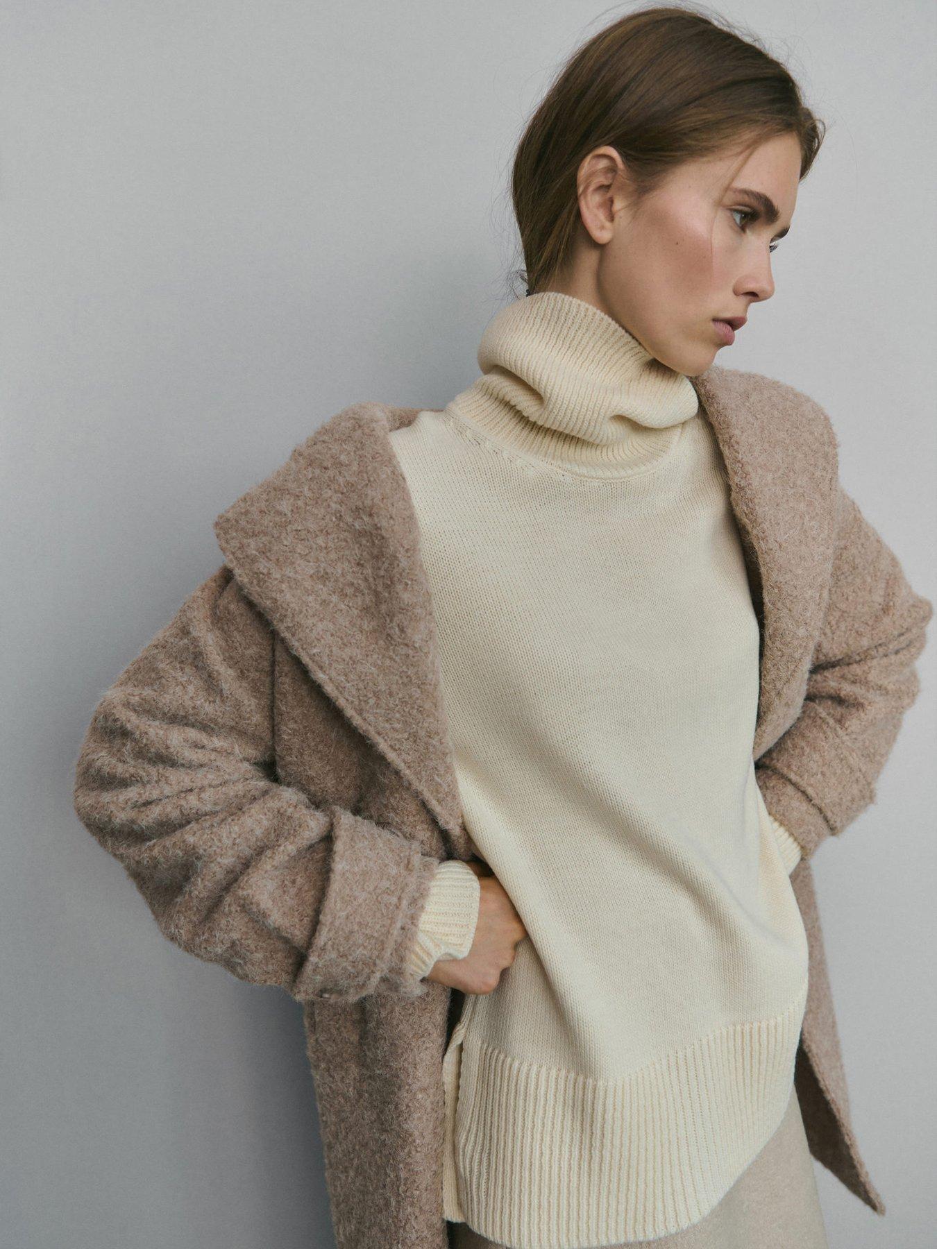 Image 5 of 6 of Mango Finsti Boucle Coat - Beige