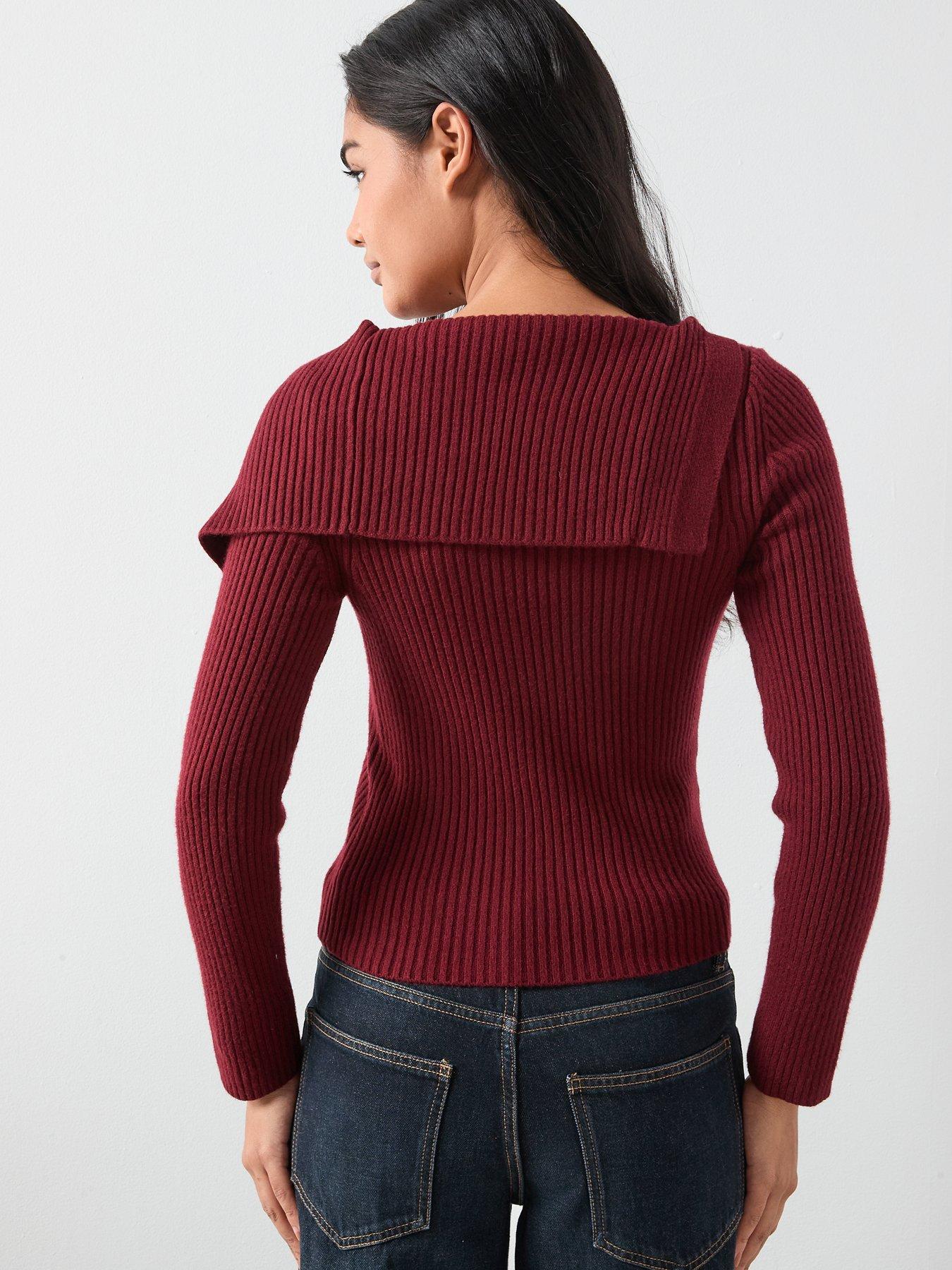 Image 2 of 6 of Mango Cardigan with Shawl Collar - Red
