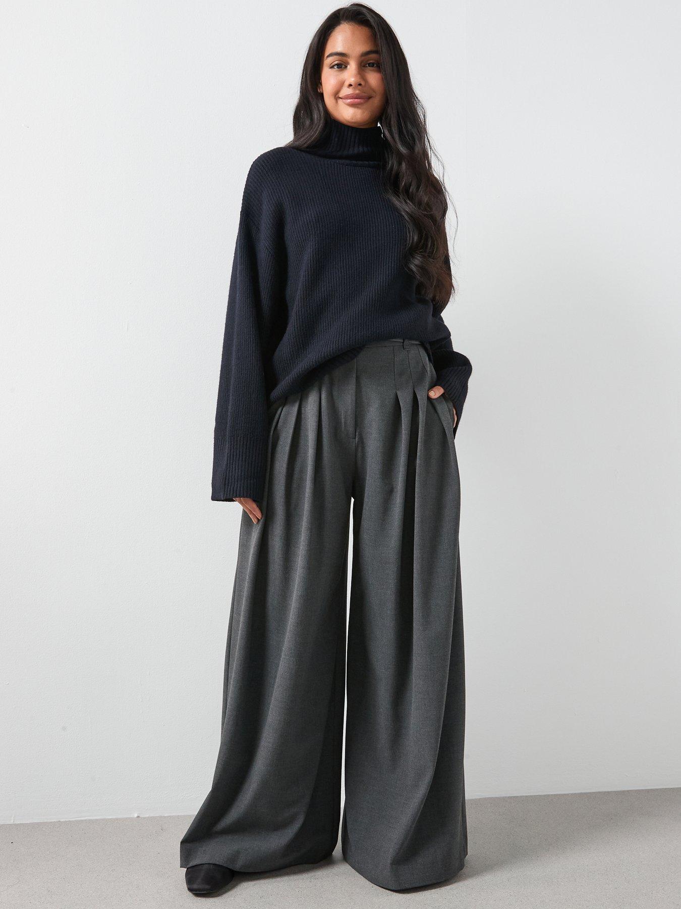 Image 3 of 5 of Mango Perkins-Neck Sweater with Button Detail - Navy