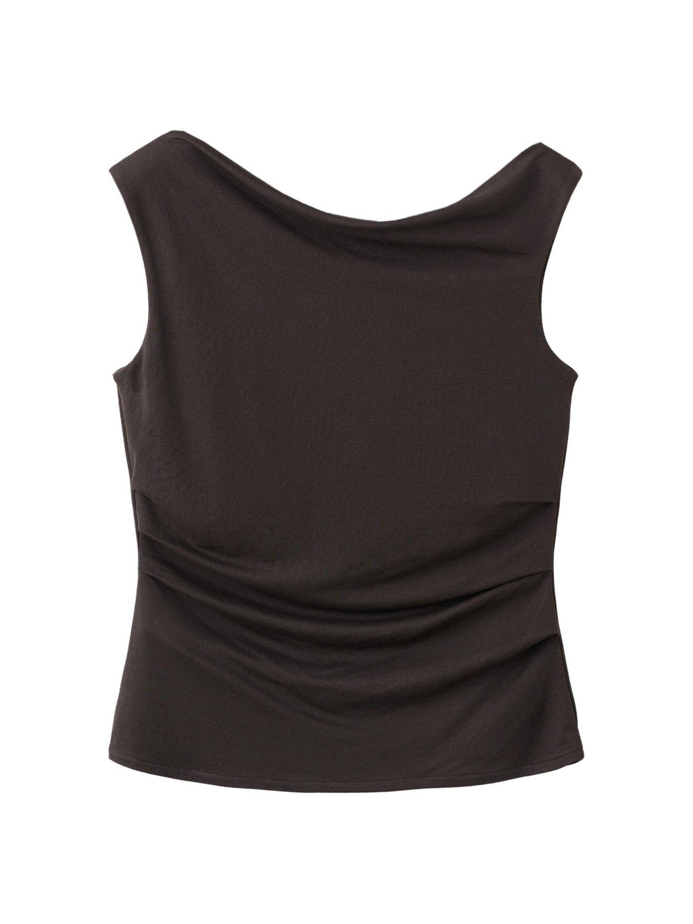 front image of mango-sleeveless-canela-top-blue