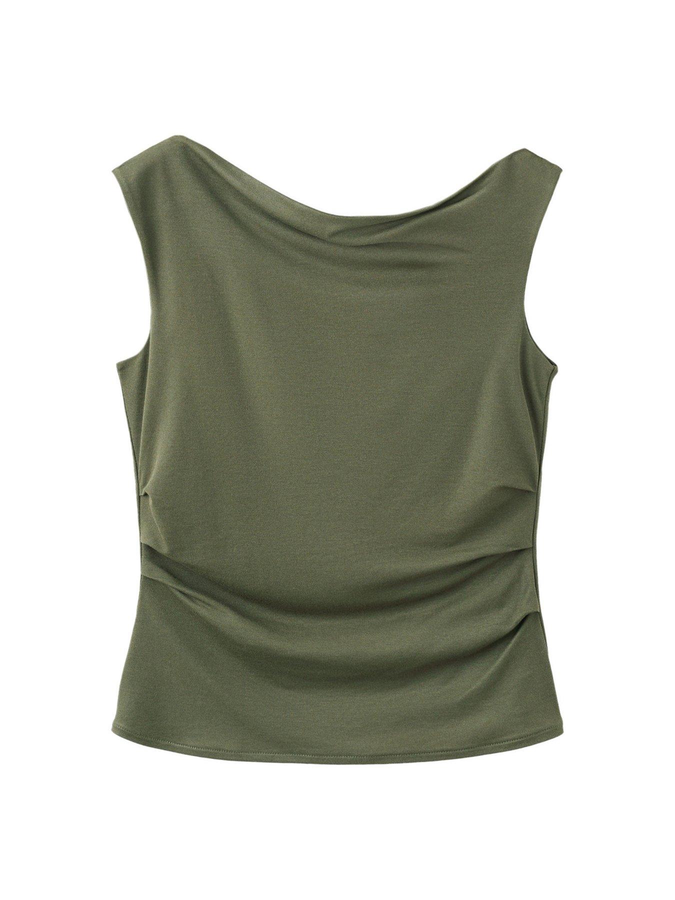  image of mango-sleeveless-canela-top-khaki