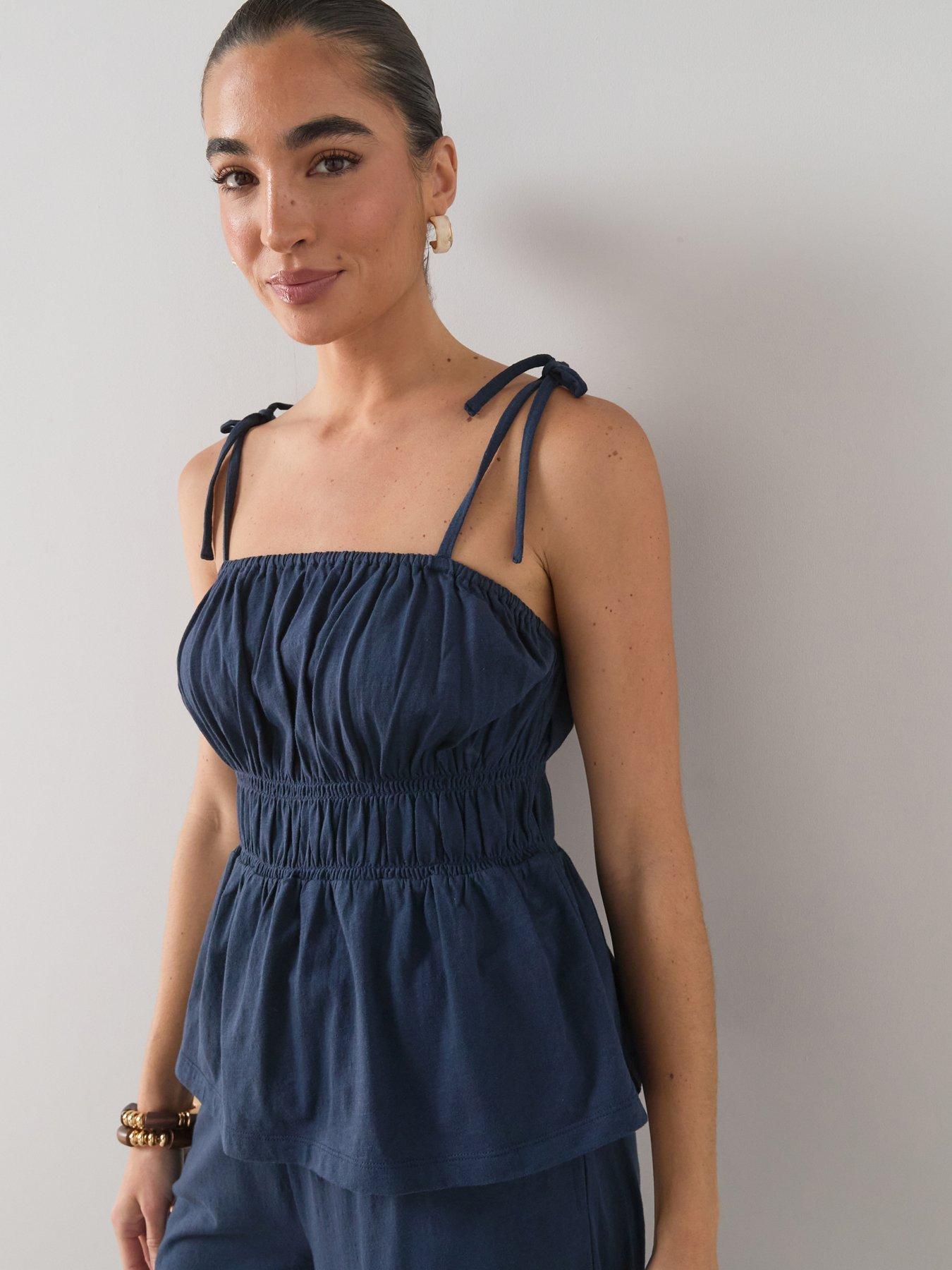 The Very Collection Shirred Cami Top Co-Ord - Blue