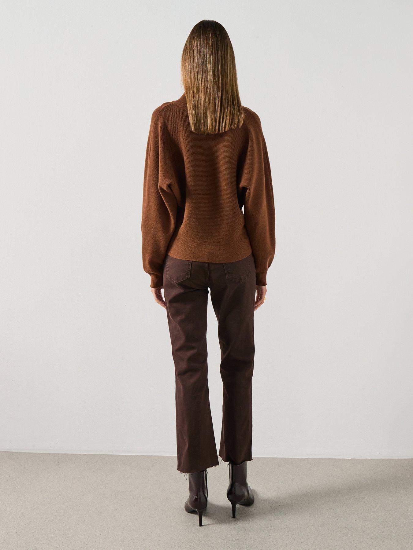 Image 4 of 6 of Mango Turtleneck Jumper With Jewel Buttons - Brown