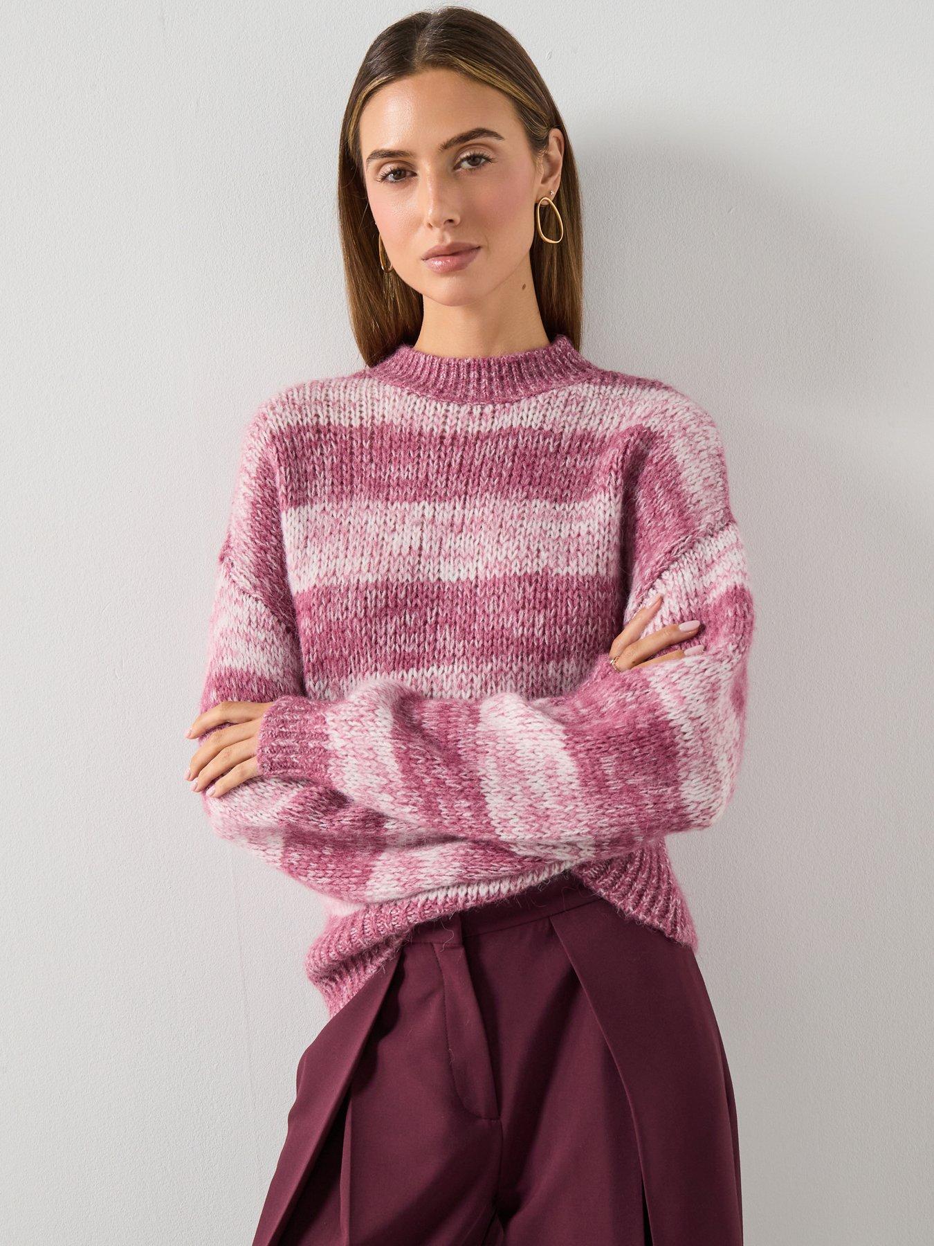  image of mango-overside-striped-jumper-pink