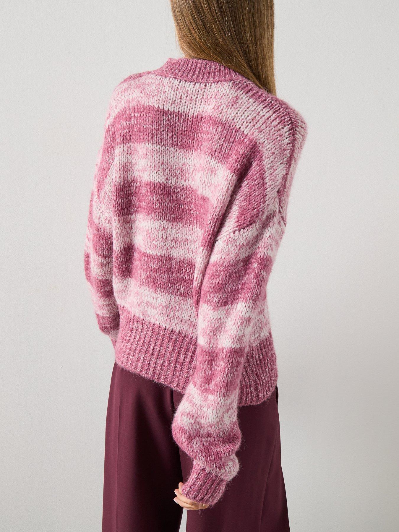  image of mango-overside-striped-jumper-pink