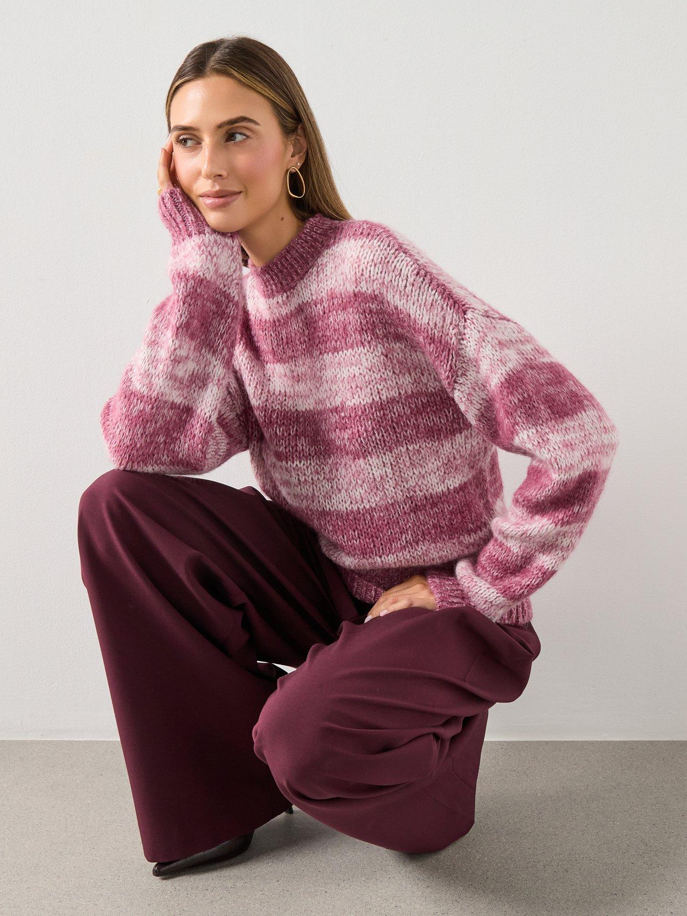  image of mango-overside-striped-jumper-pink