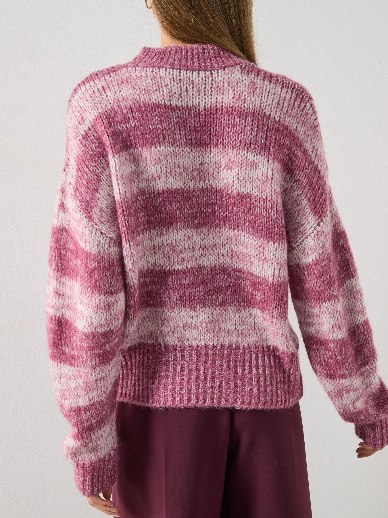  image of mango-overside-striped-jumper-pink