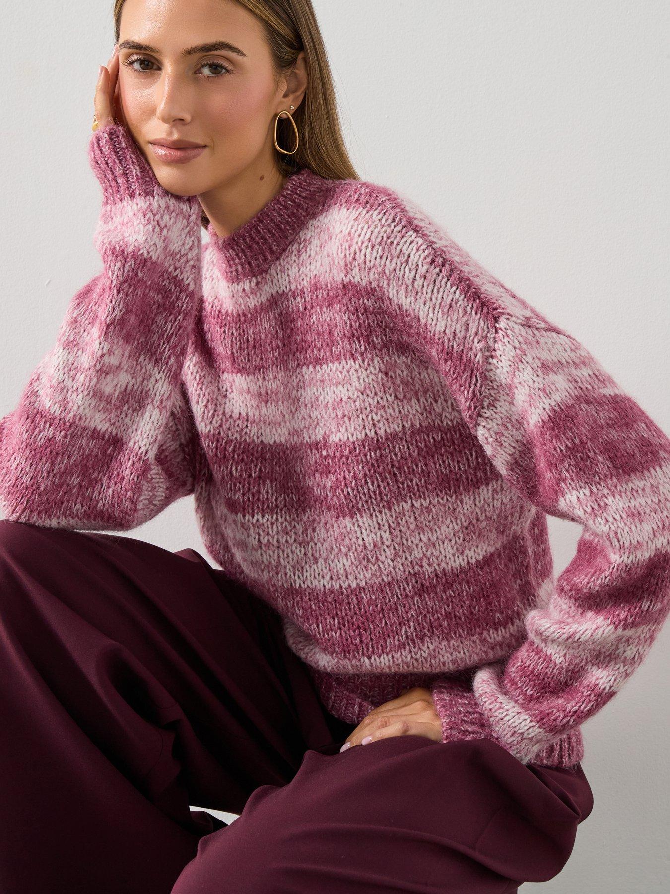  image of mango-overside-striped-jumper-pink