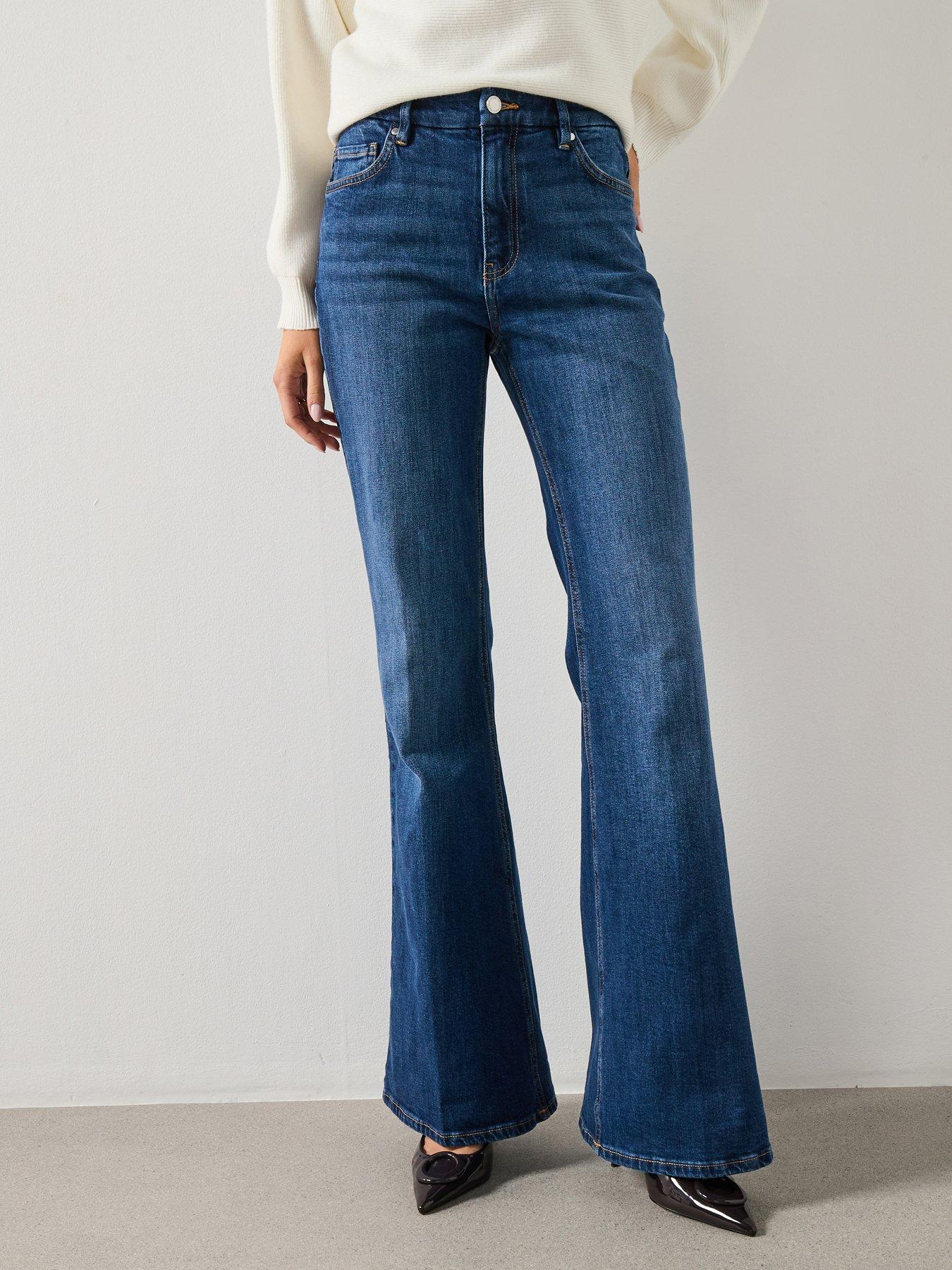 Mango Violet Flared High Rise Jeans - Blue