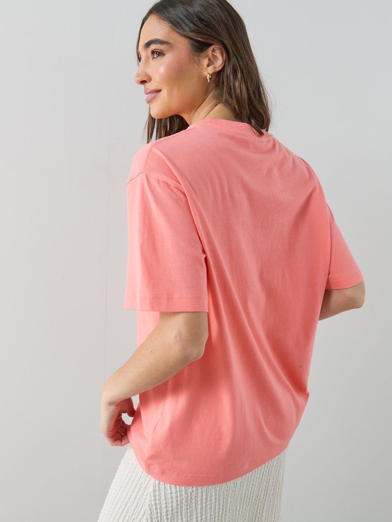 Image 2 of 7 of The Very Collection Crew Neck Oversized T-Shirt - Coral