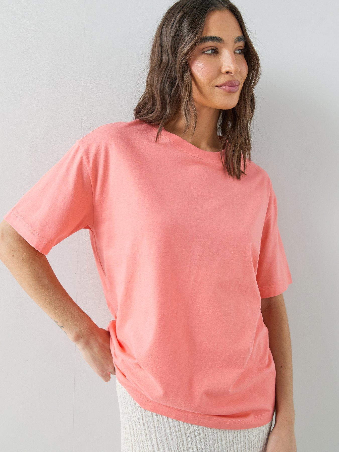 Image 4 of 7 of The Very Collection Crew Neck Oversized T-Shirt - Coral