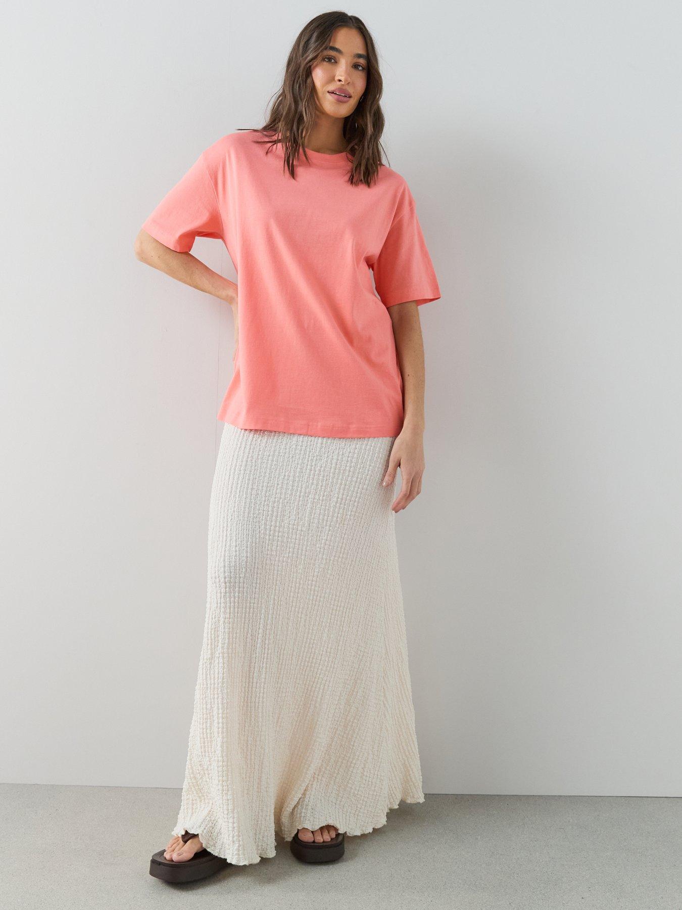 Image 6 of 7 of The Very Collection Crew Neck Oversized T-Shirt - Coral