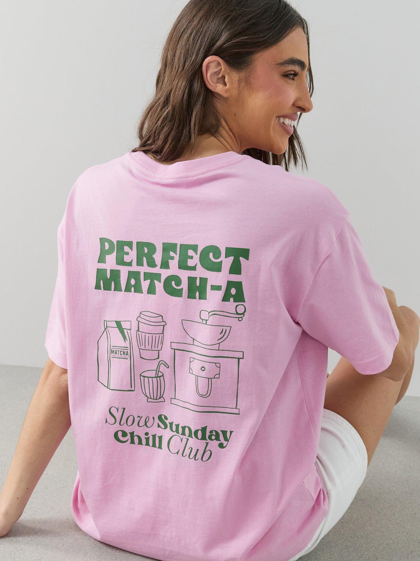 The Very Collection Matcha Oversized Graphic T-Shirt - Pink