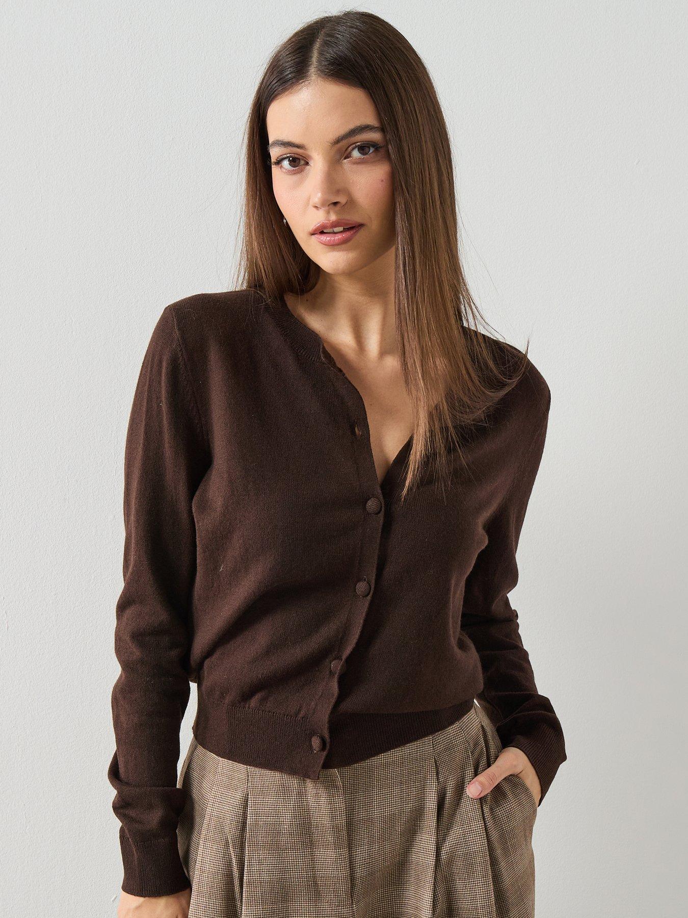 image of mango-knitted-button-cardigan-brown