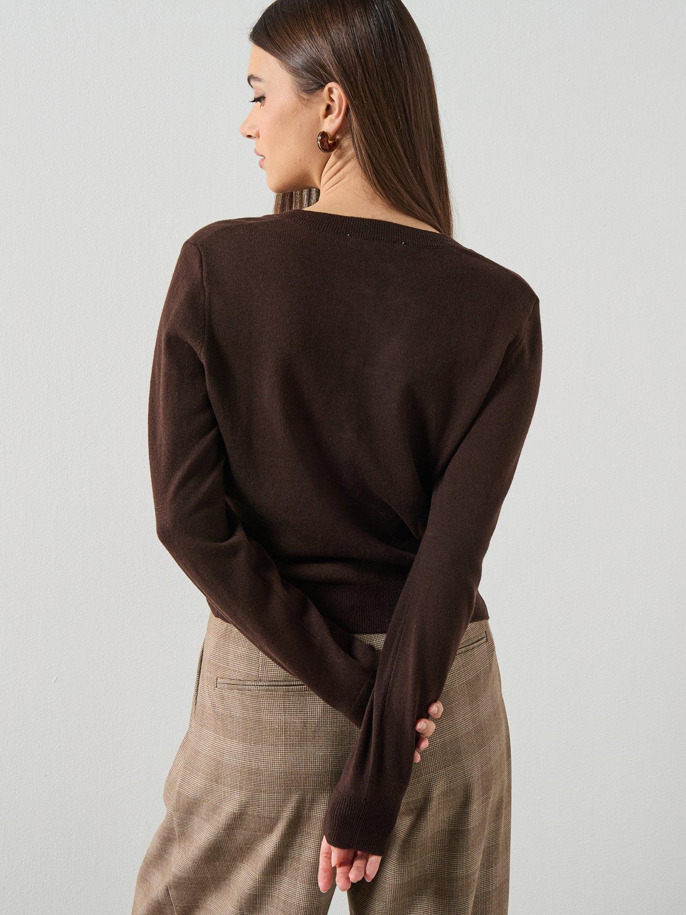  image of mango-knitted-button-cardigan-brown