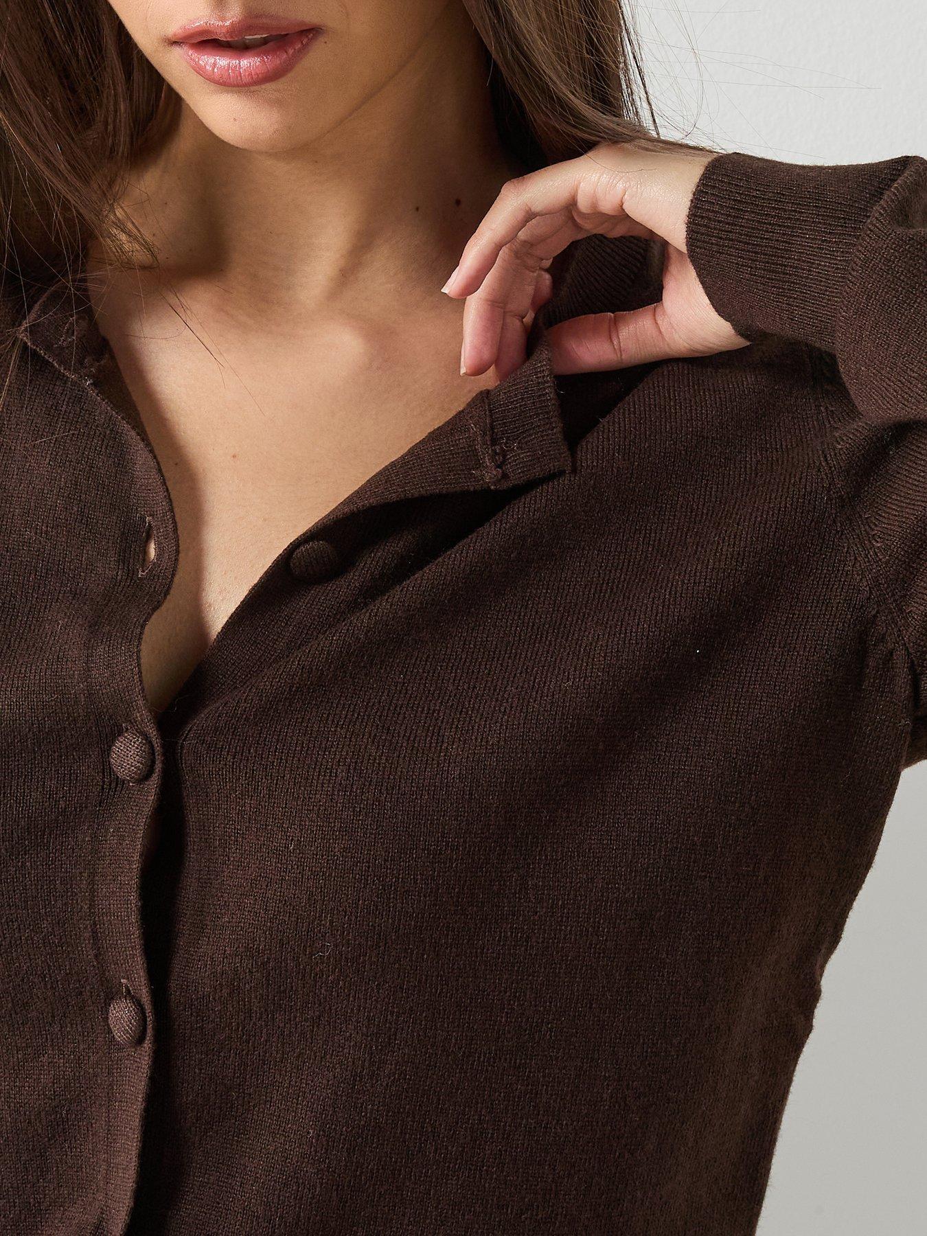  image of mango-knitted-button-cardigan-brown