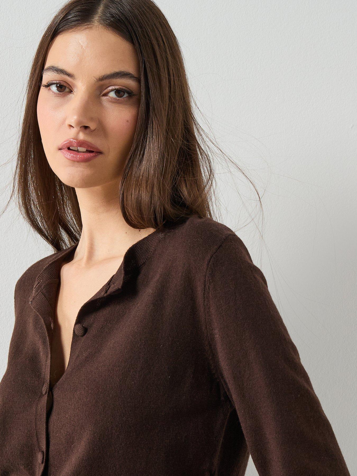  image of mango-knitted-button-cardigan-brown